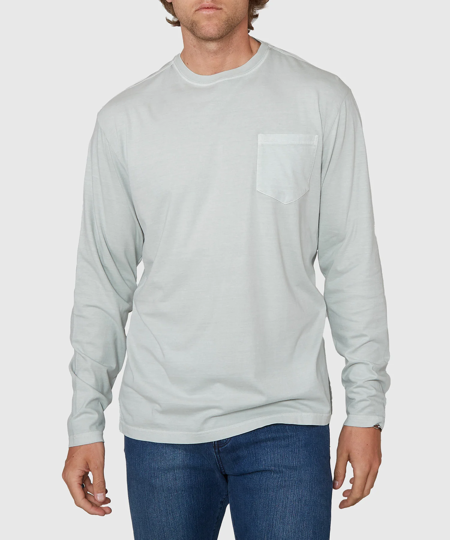 Westport Lifestyle Long Sleeve Ocean Washed Crew Neck Pocket T-Shirt - Image 22