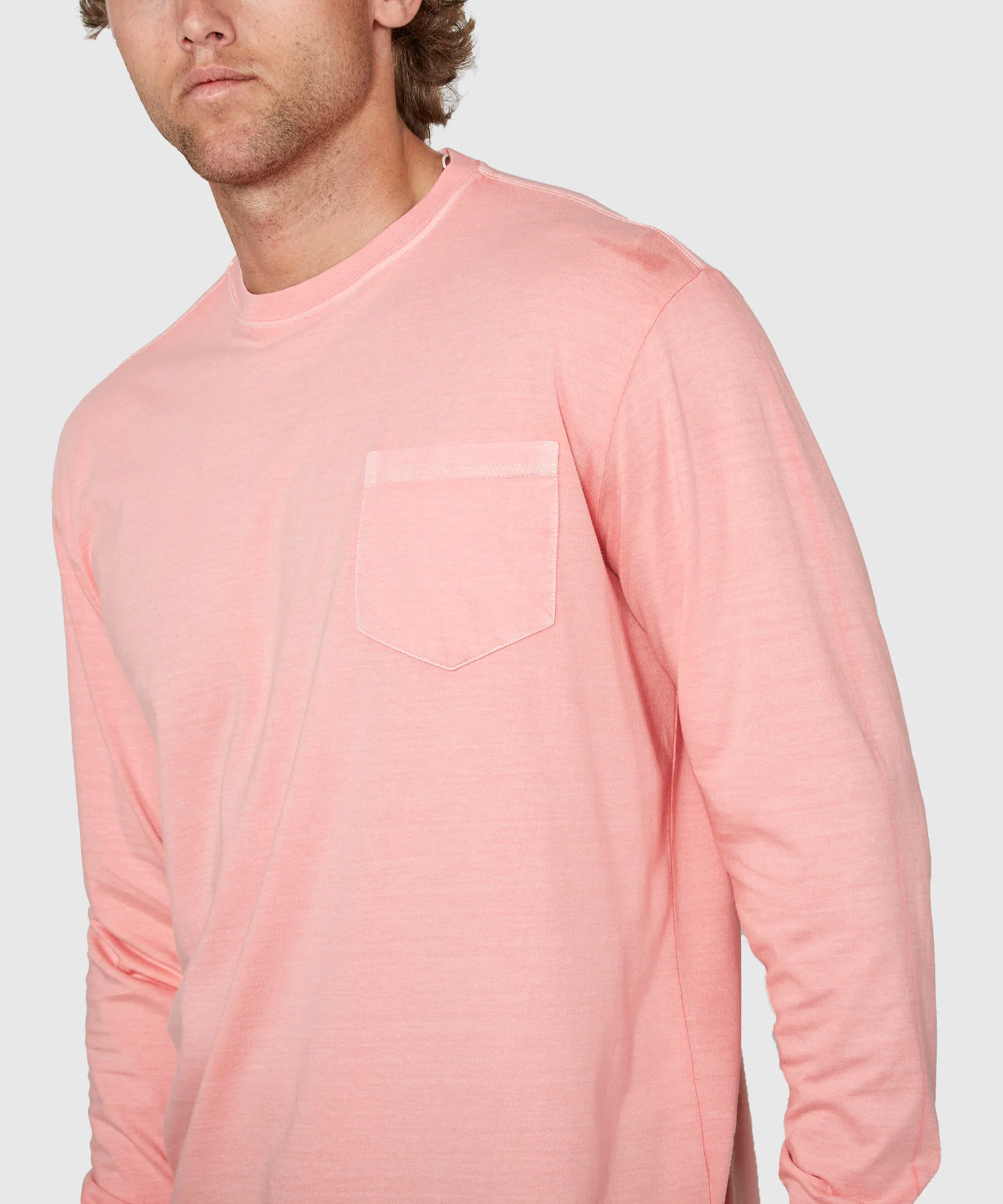 Westport Lifestyle Long Sleeve Ocean Washed Crew Neck Pocket T-Shirt - Image 29