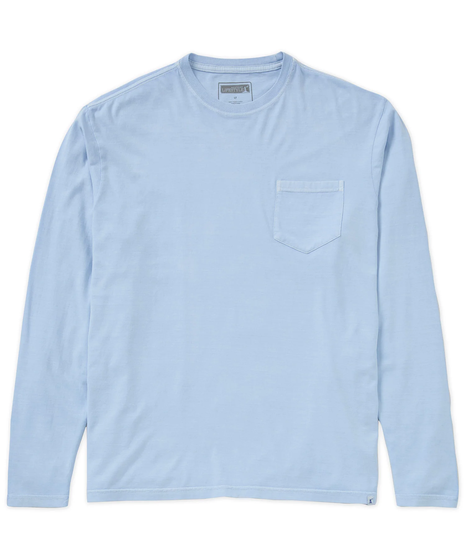 Westport Lifestyle Long Sleeve Ocean Washed Crew Neck Pocket T-Shirt - Image 7