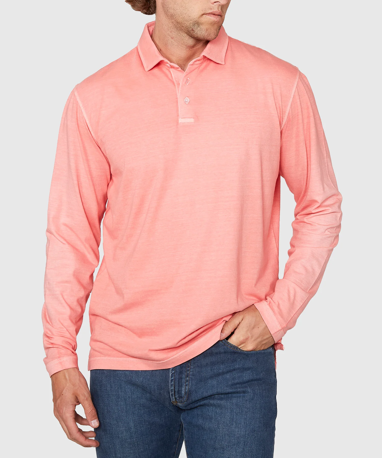 Westport Lifestyle Long Sleeve Ocean Washed Polo - Image 15