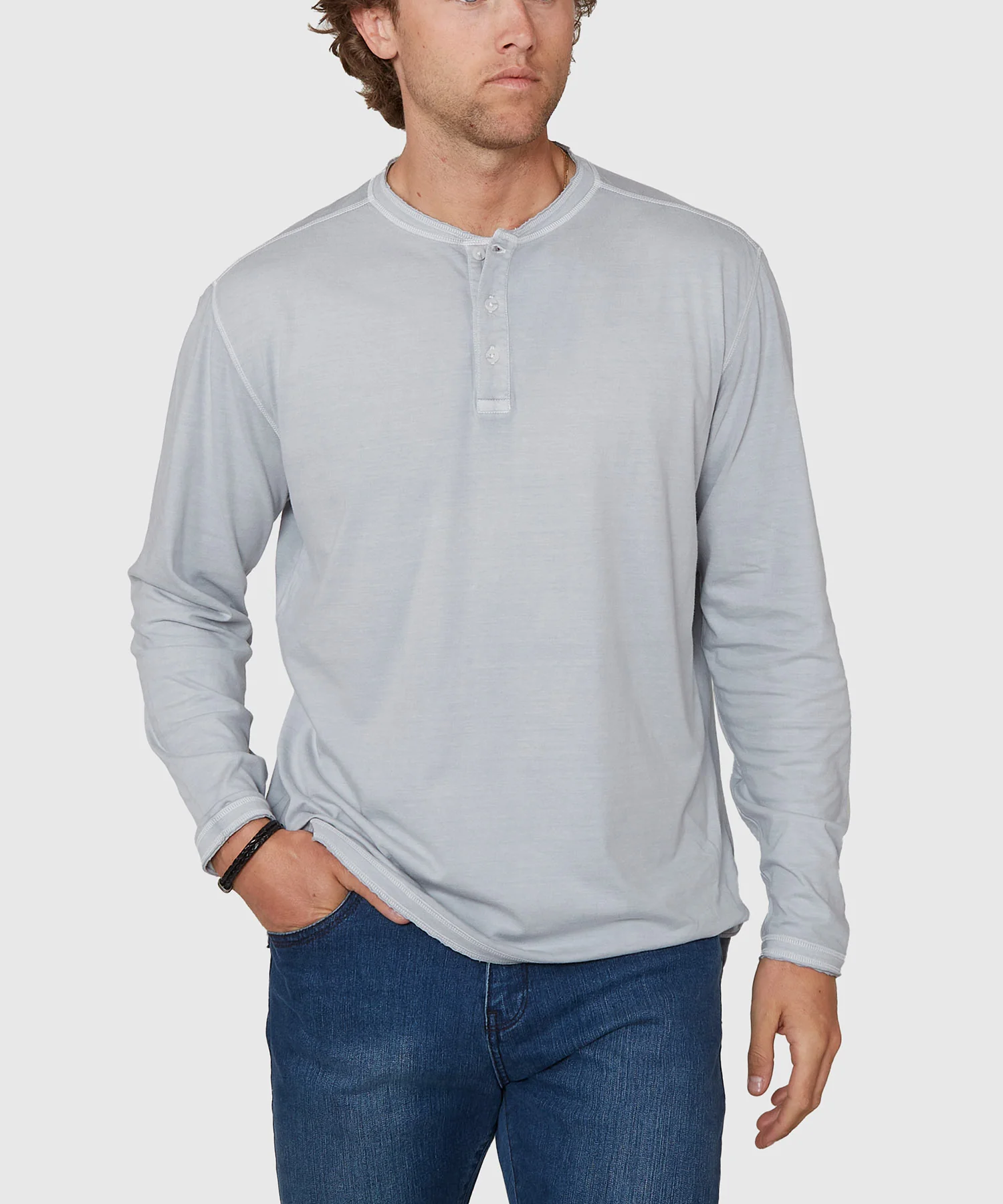 Westport Lifestyle Long Sleeve Ocean Washed Henley - Image 14