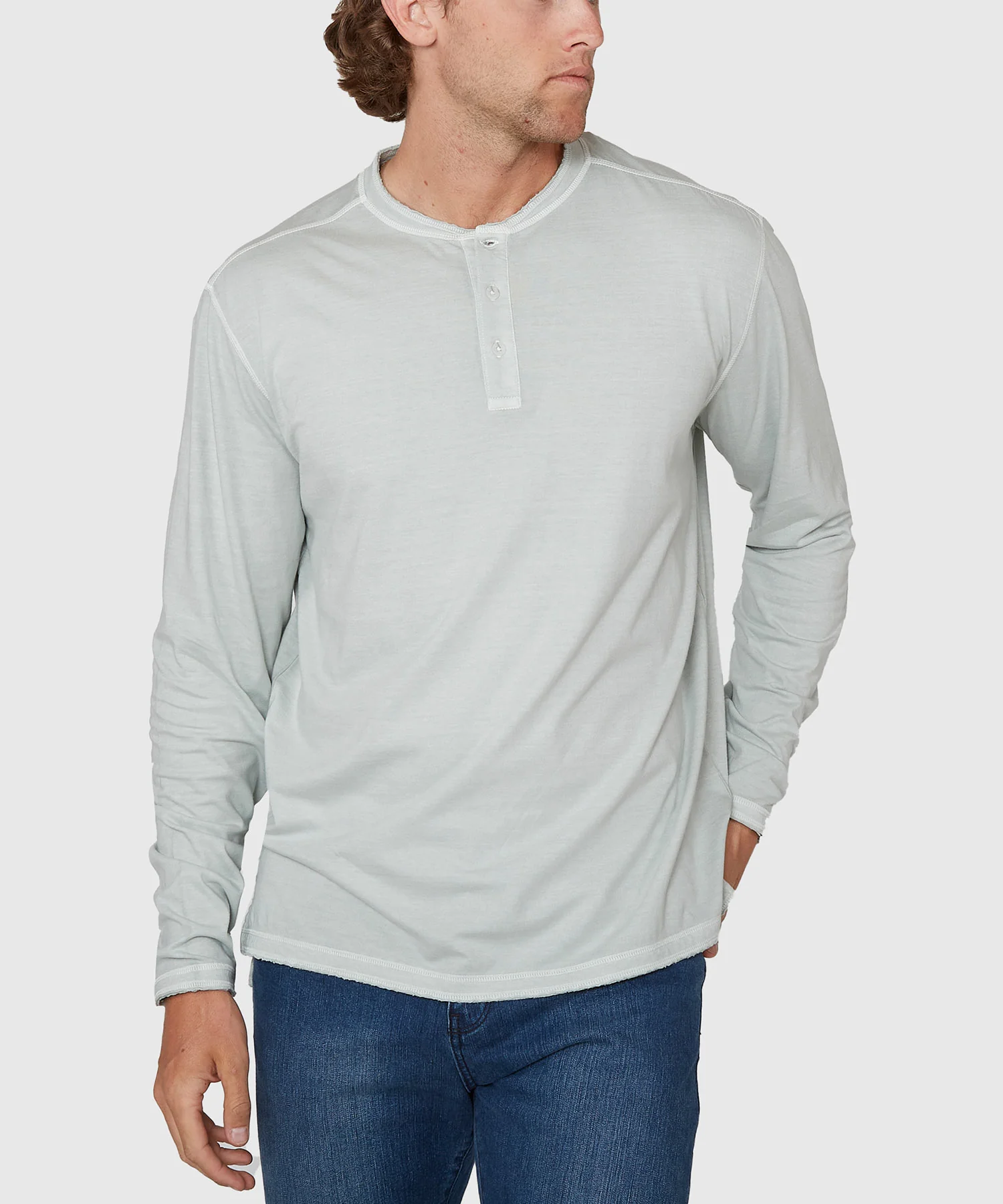 Westport Lifestyle Long Sleeve Ocean Washed Henley - Image 19