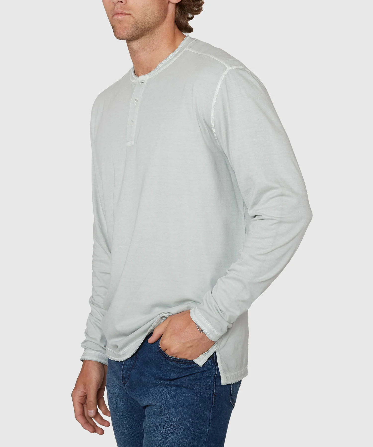 Westport Lifestyle Long Sleeve Ocean Washed Henley - Image 21