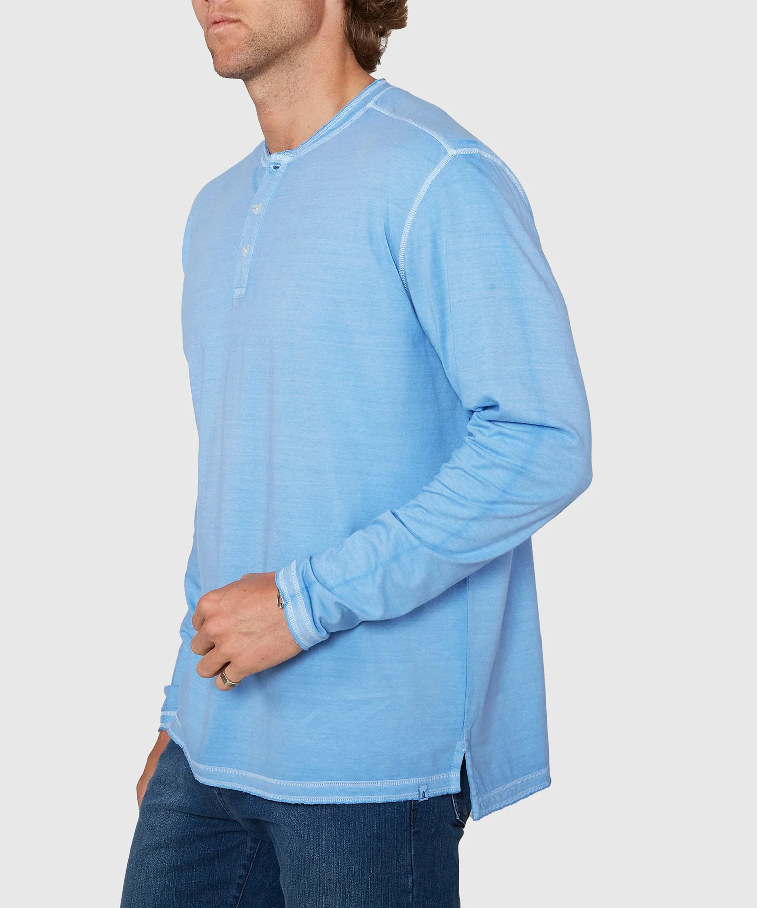 Westport Lifestyle Long Sleeve Ocean Washed Henley - Image 5