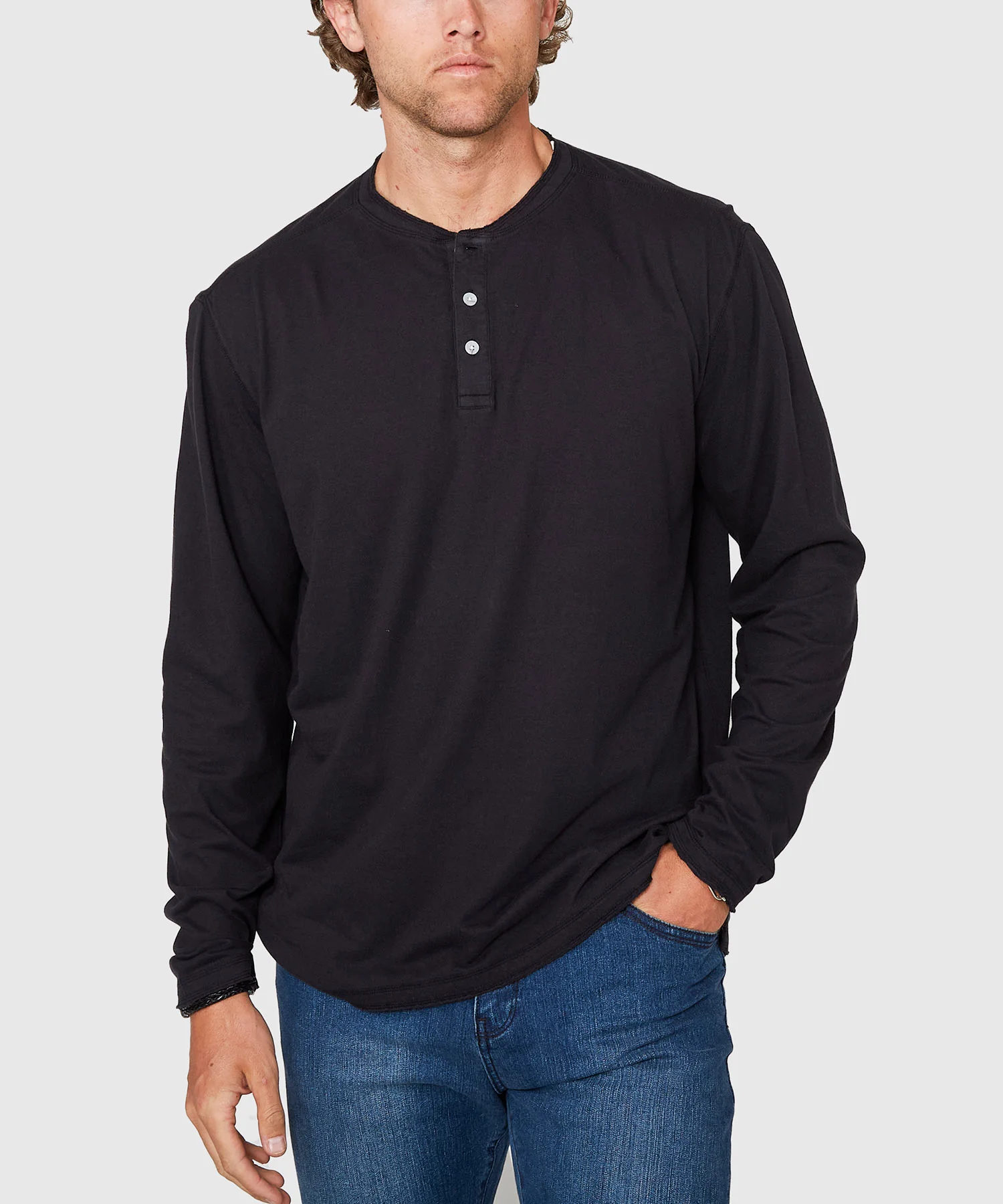 Westport Lifestyle Long Sleeve Ocean Washed Henley - Image 9