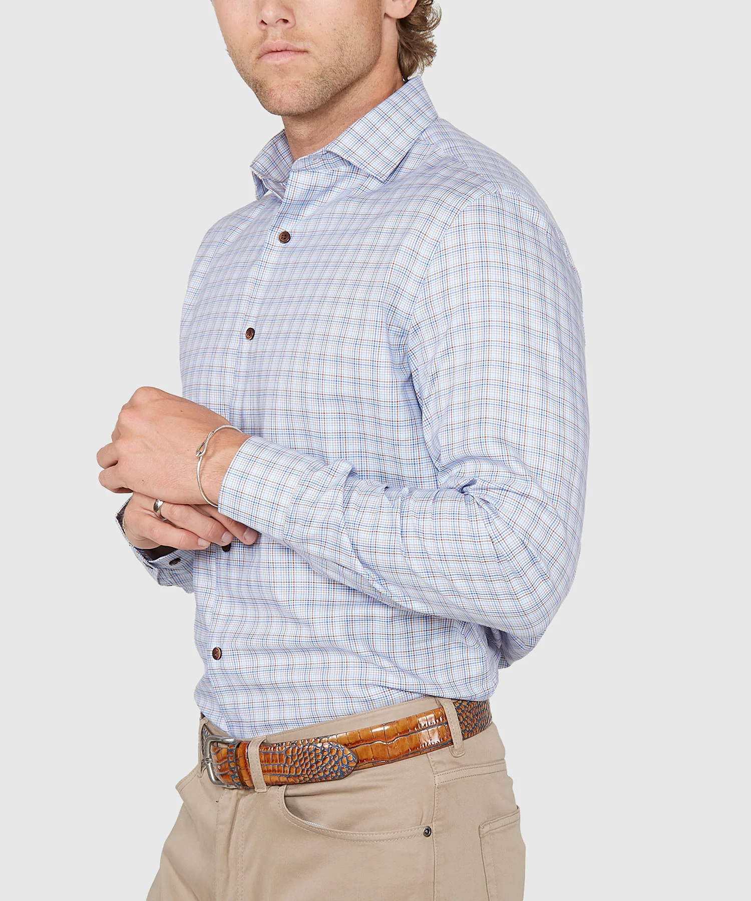Westport Lifestyle Long Sleeve Button Down Collar Plaid Sport Shirt - Image 3