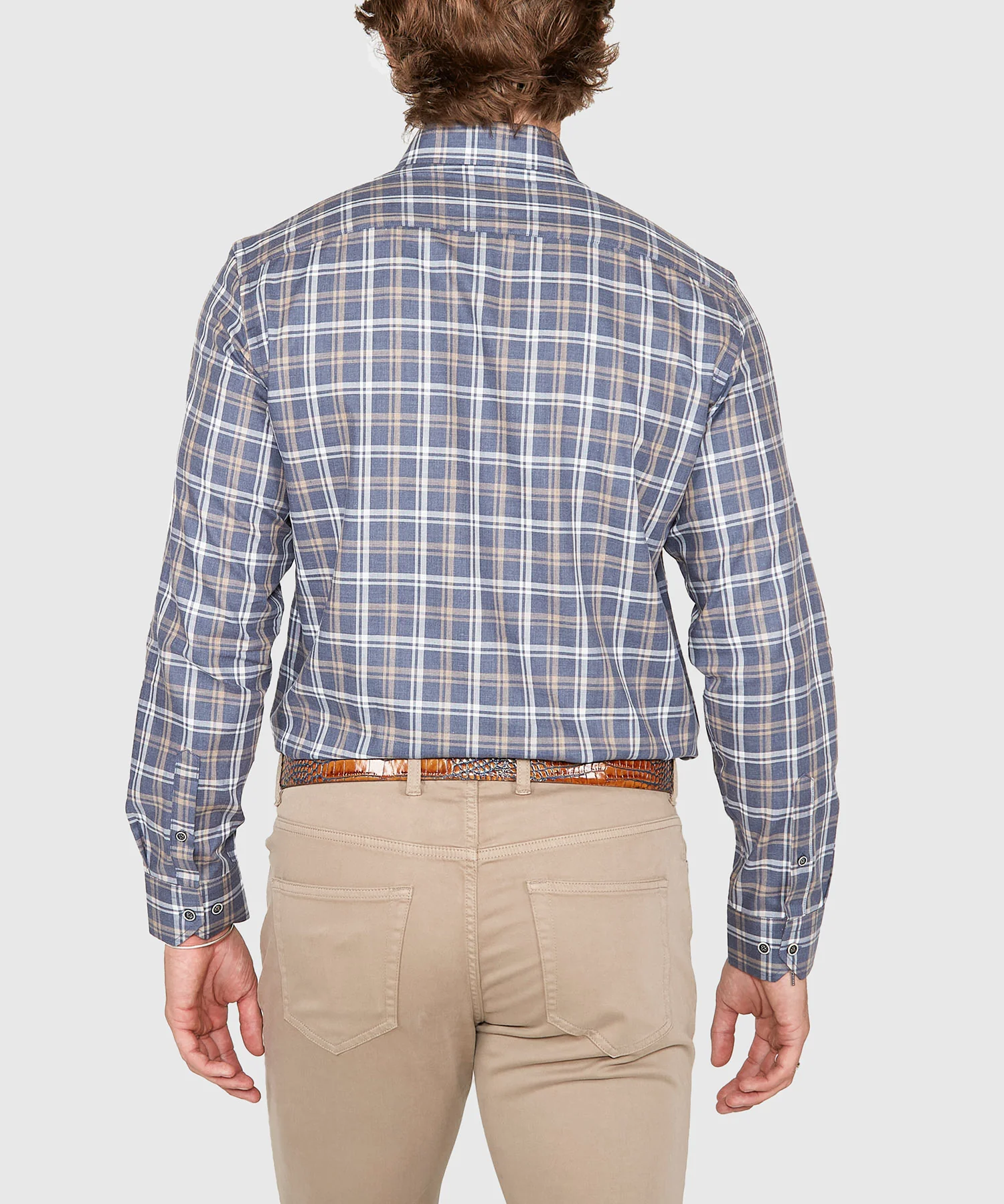 Westport Lifestyle Long Sleeve Button Down Collar Plaid Sport Shirt - Image 4