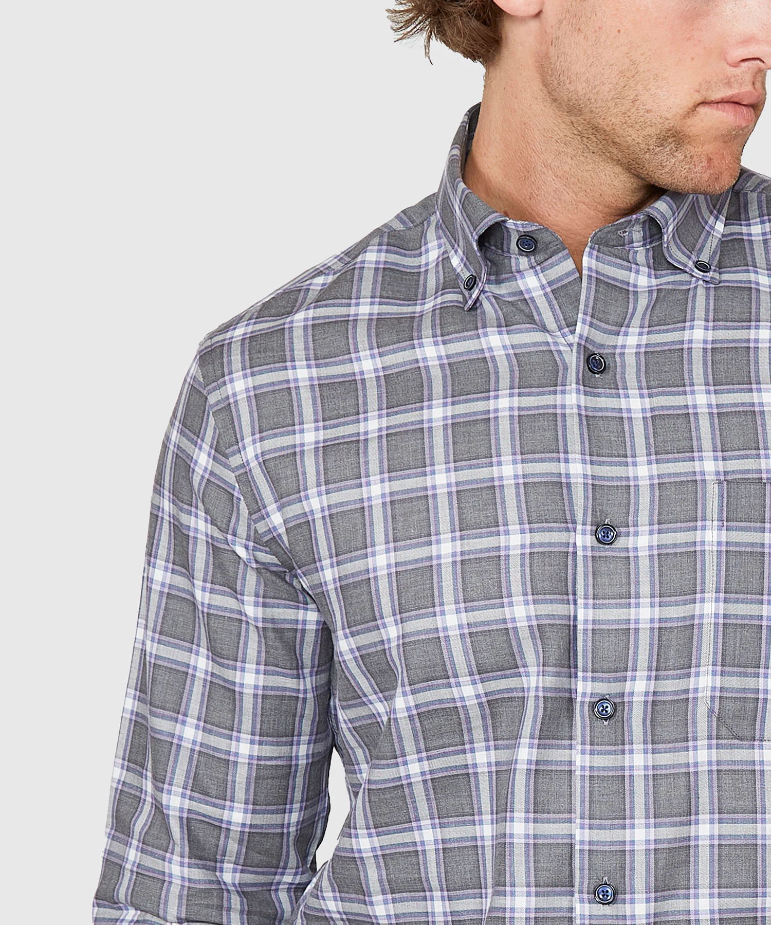 Westport Lifestyle Long Sleeve Button Down Collar Plaid Sport Shirt - Image 4