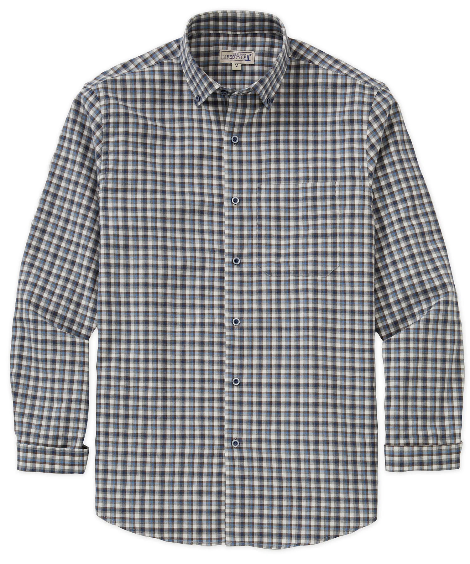 Westport Lifestyle Long Sleeve Button Down Collar Plaid Sport Shirt