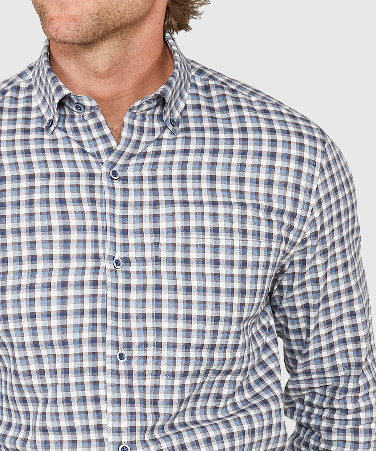Westport Lifestyle Long Sleeve Button Down Collar Plaid Sport Shirt - Image 3