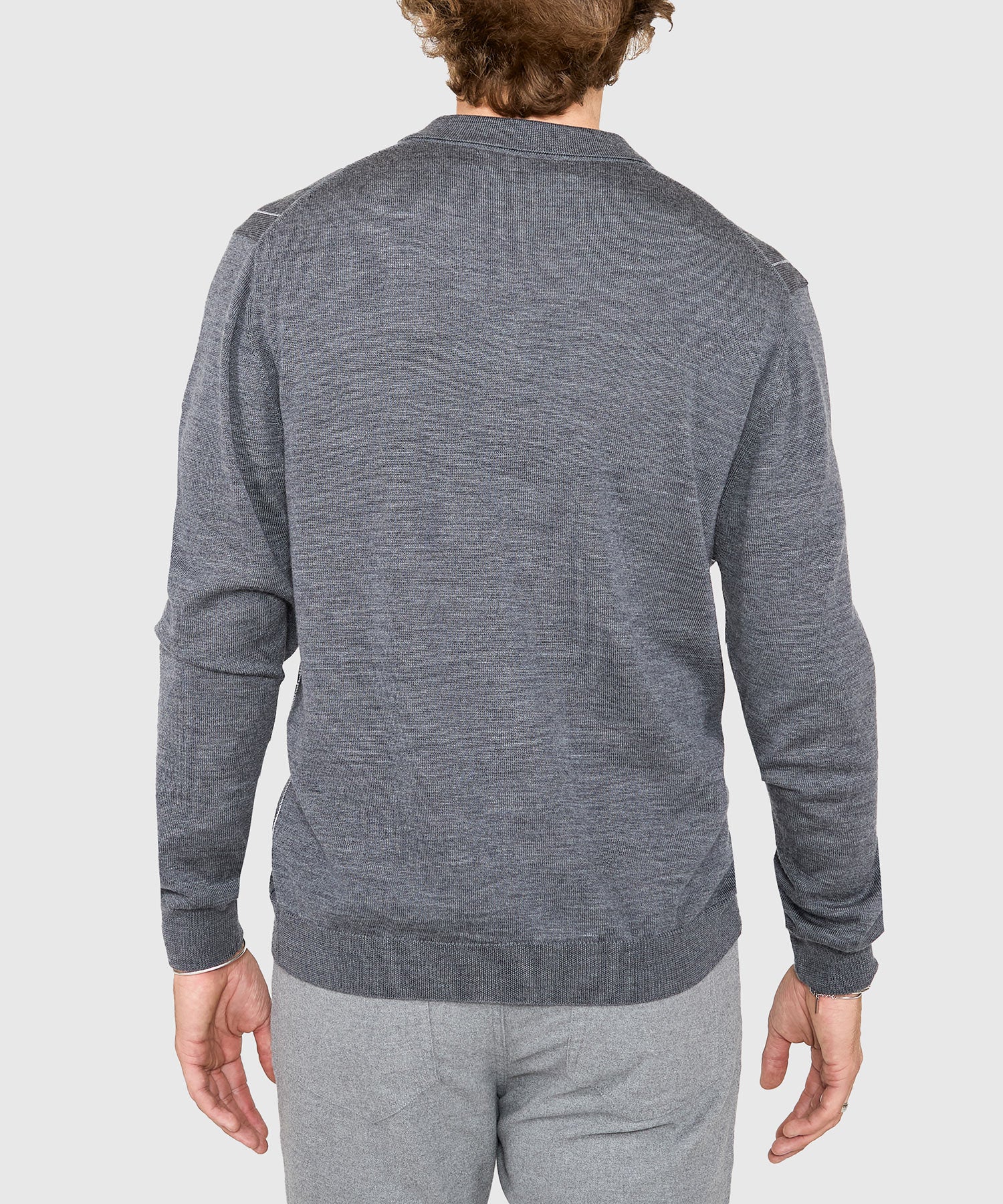 Westport Black Long Sleeve Birdseye Stripe Button Front Polo - Image 4