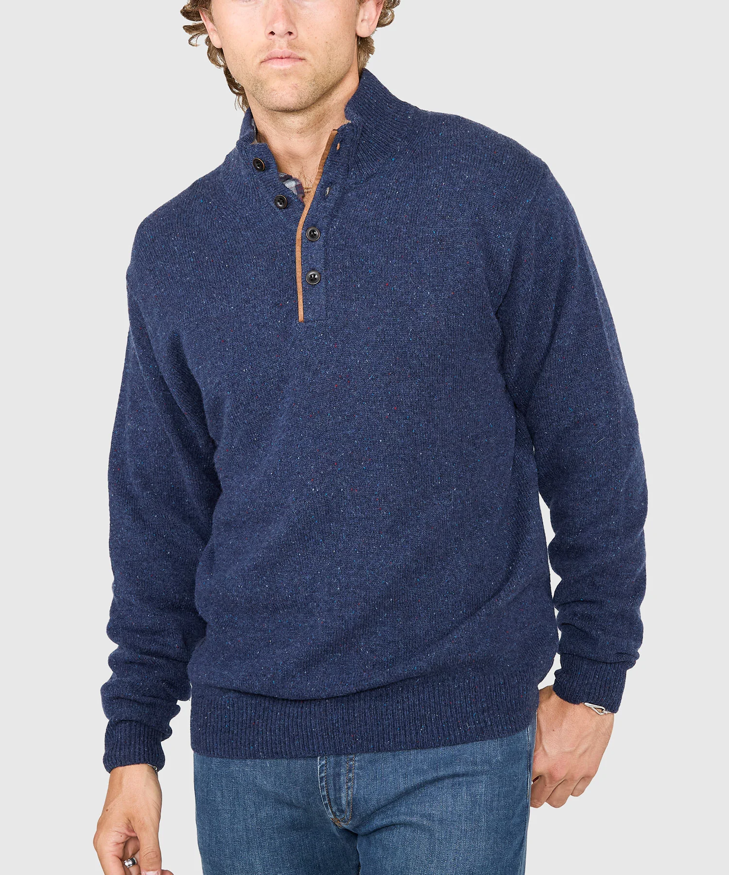 Westport Black Benson Donegal Button Mock Sweater - Image 13