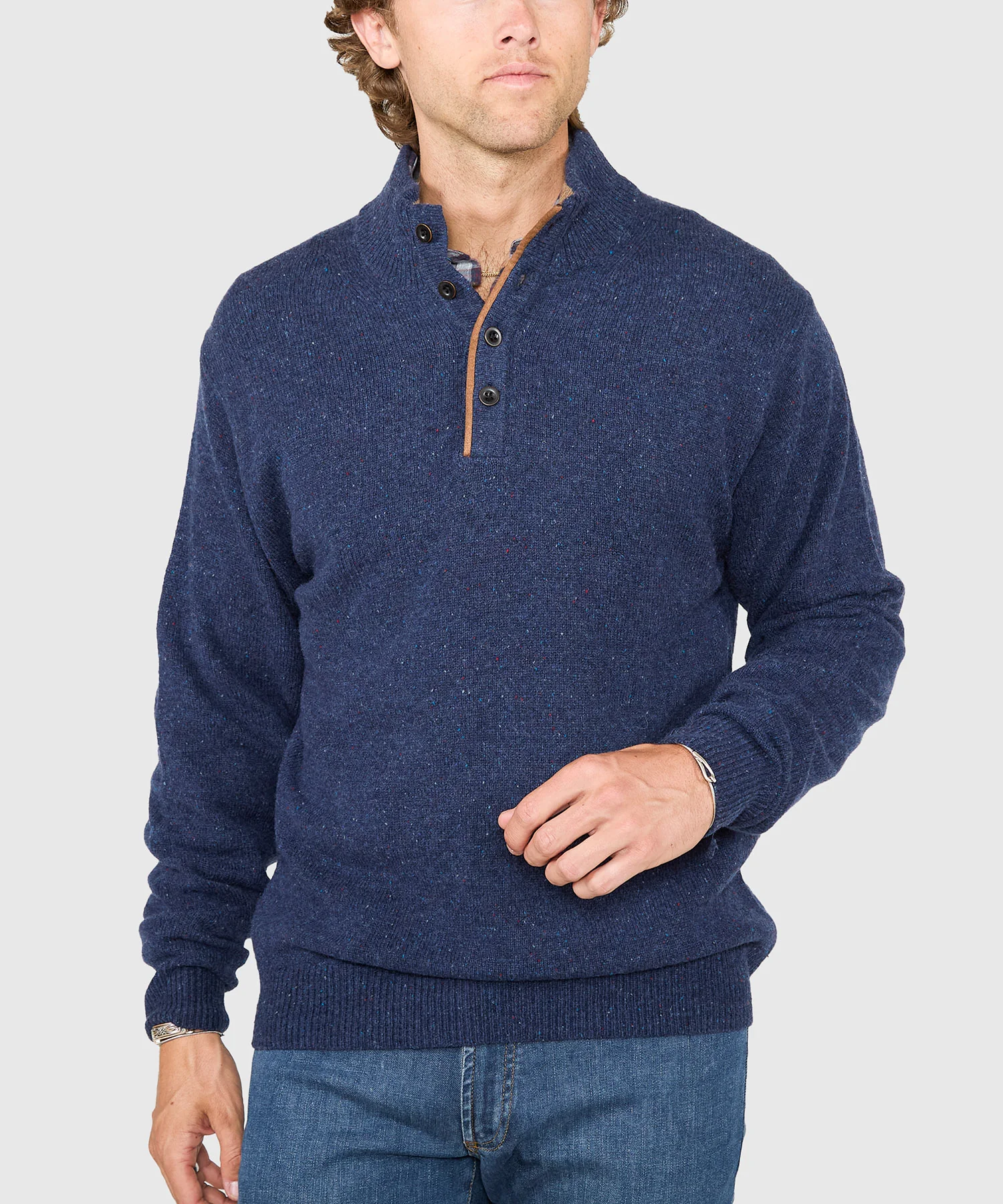 Westport Black Benson Donegal Button Mock Sweater - Image 14