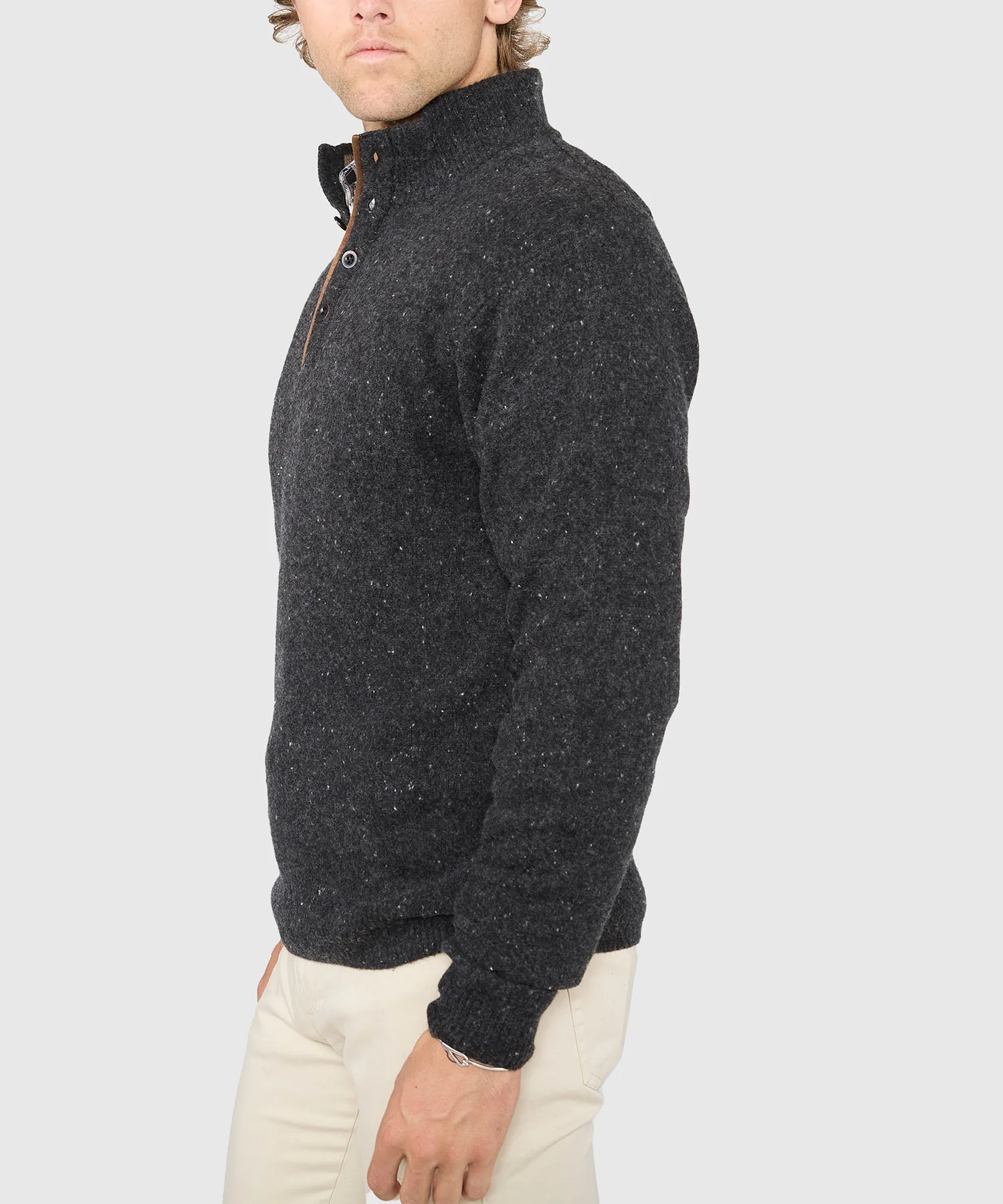 Westport Black Benson Donegal Button Mock Sweater - Image 6