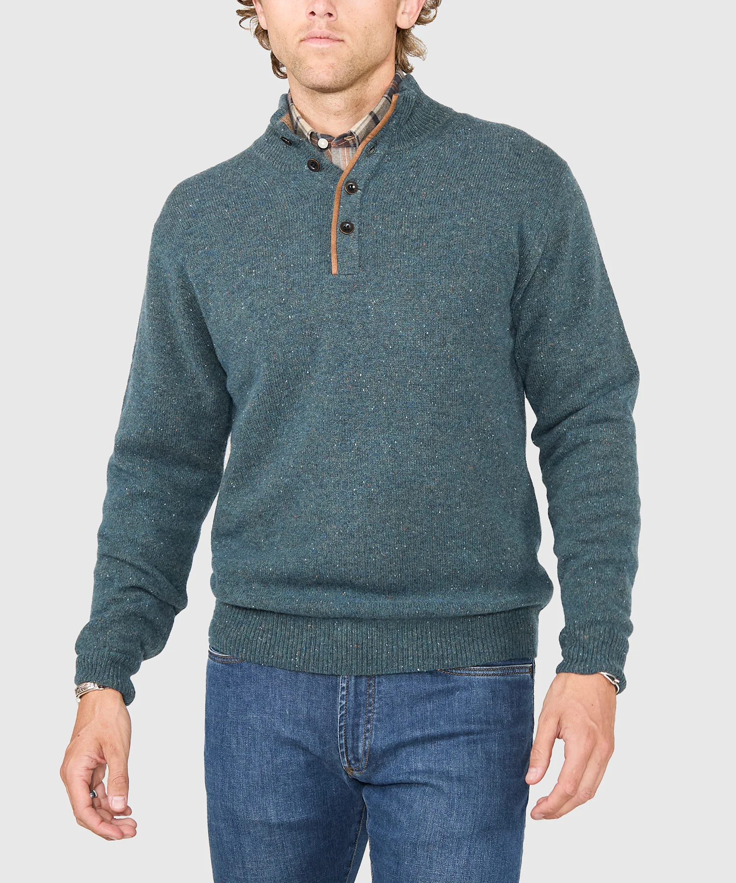 Westport Black Benson Donegal Button Mock Sweater - Image 8