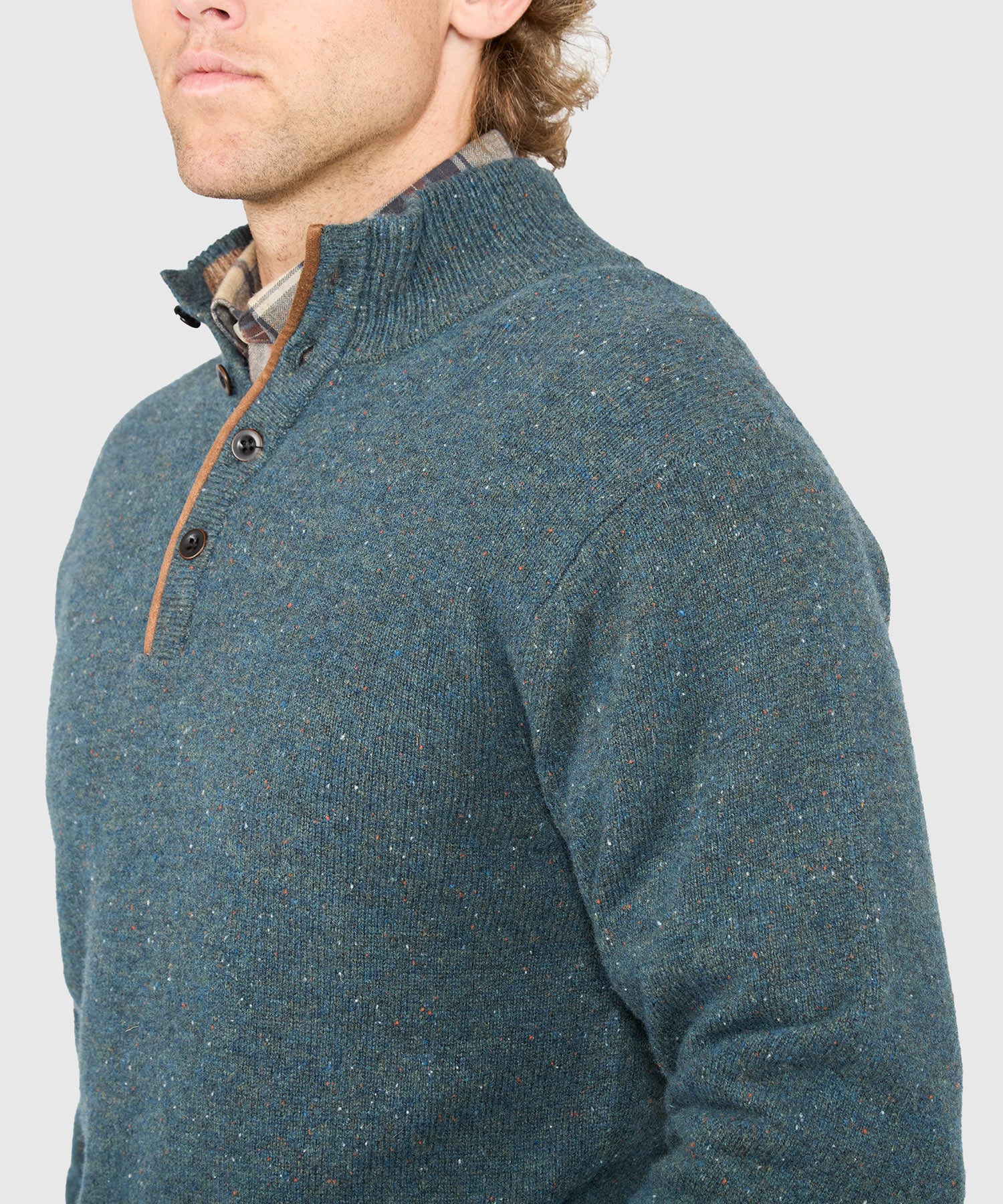 Westport Black Benson Donegal Button Mock Sweater - Image 9