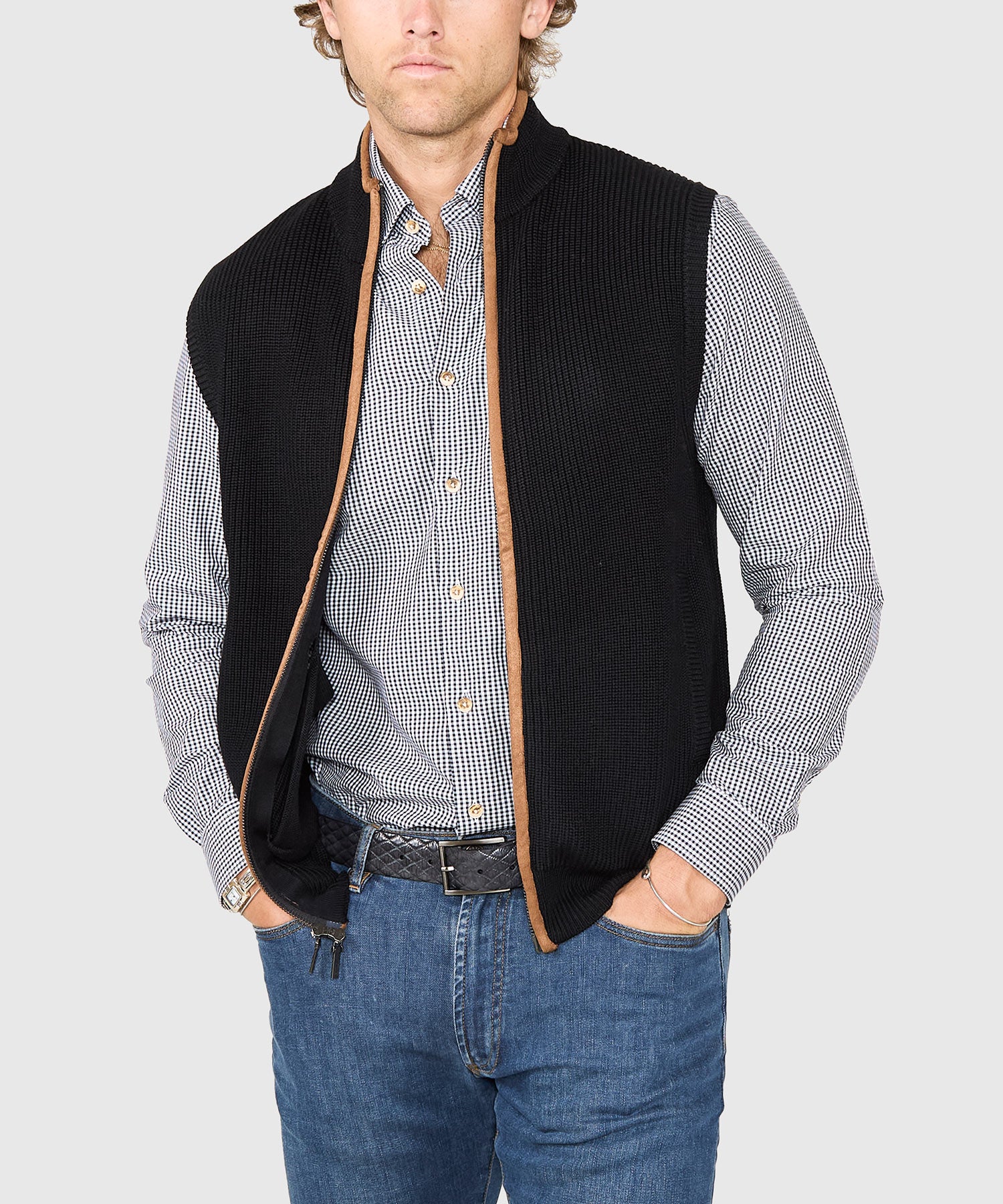 Westport Black Mystic Merino Wool Full Zip Vest - Image 3