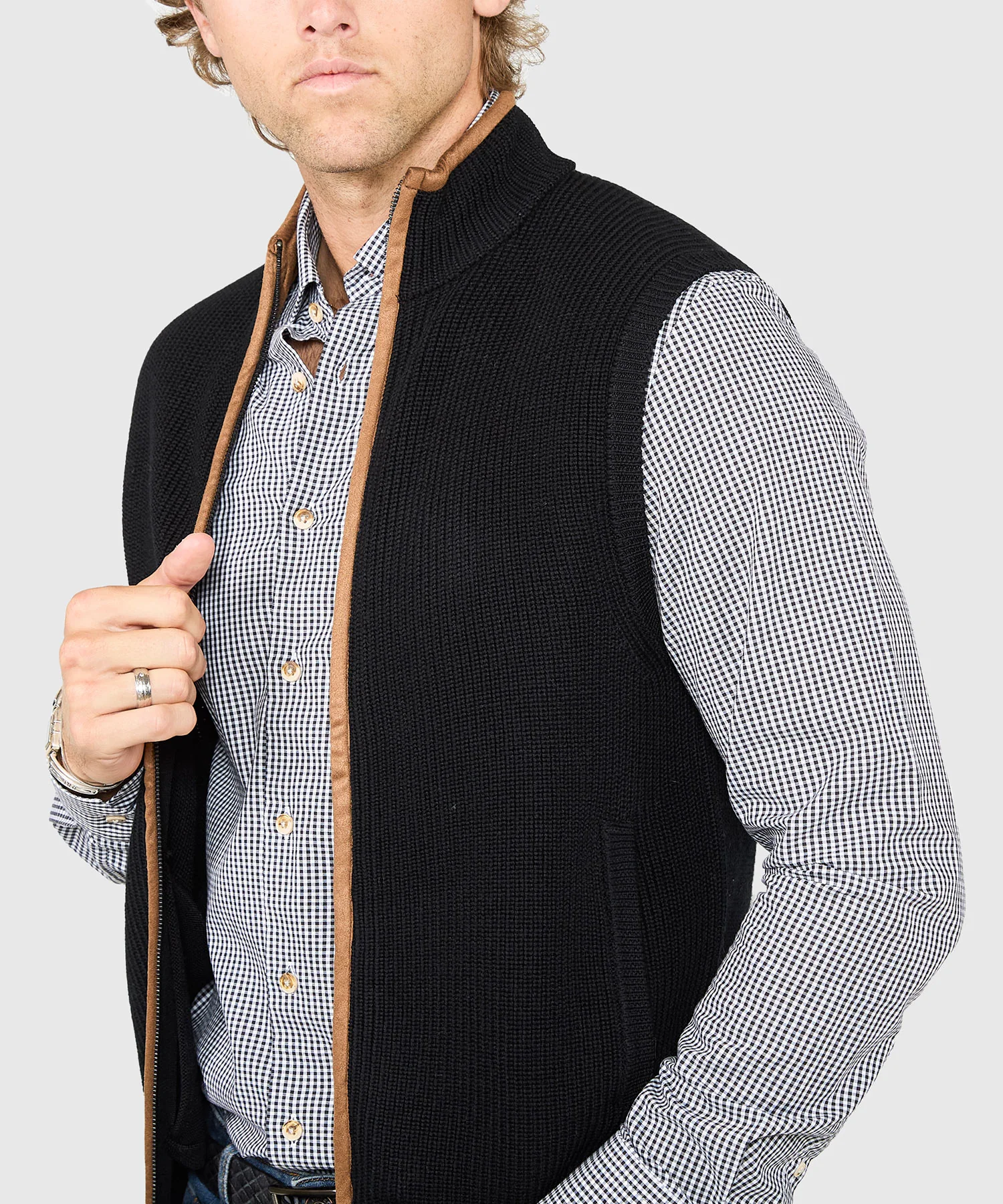 Westport Black Mystic Merino Wool Full Zip Vest - Image 4