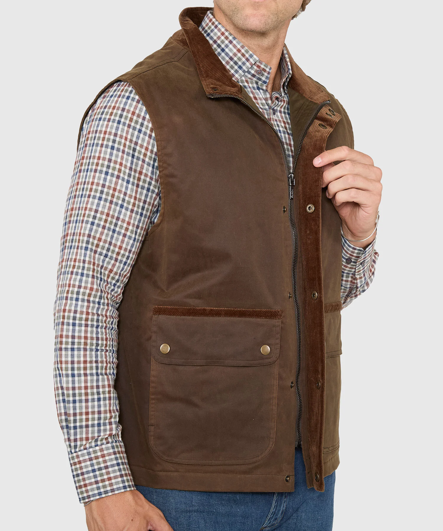 Westport Black Hudson Waxed Cotton Vest - Image 6