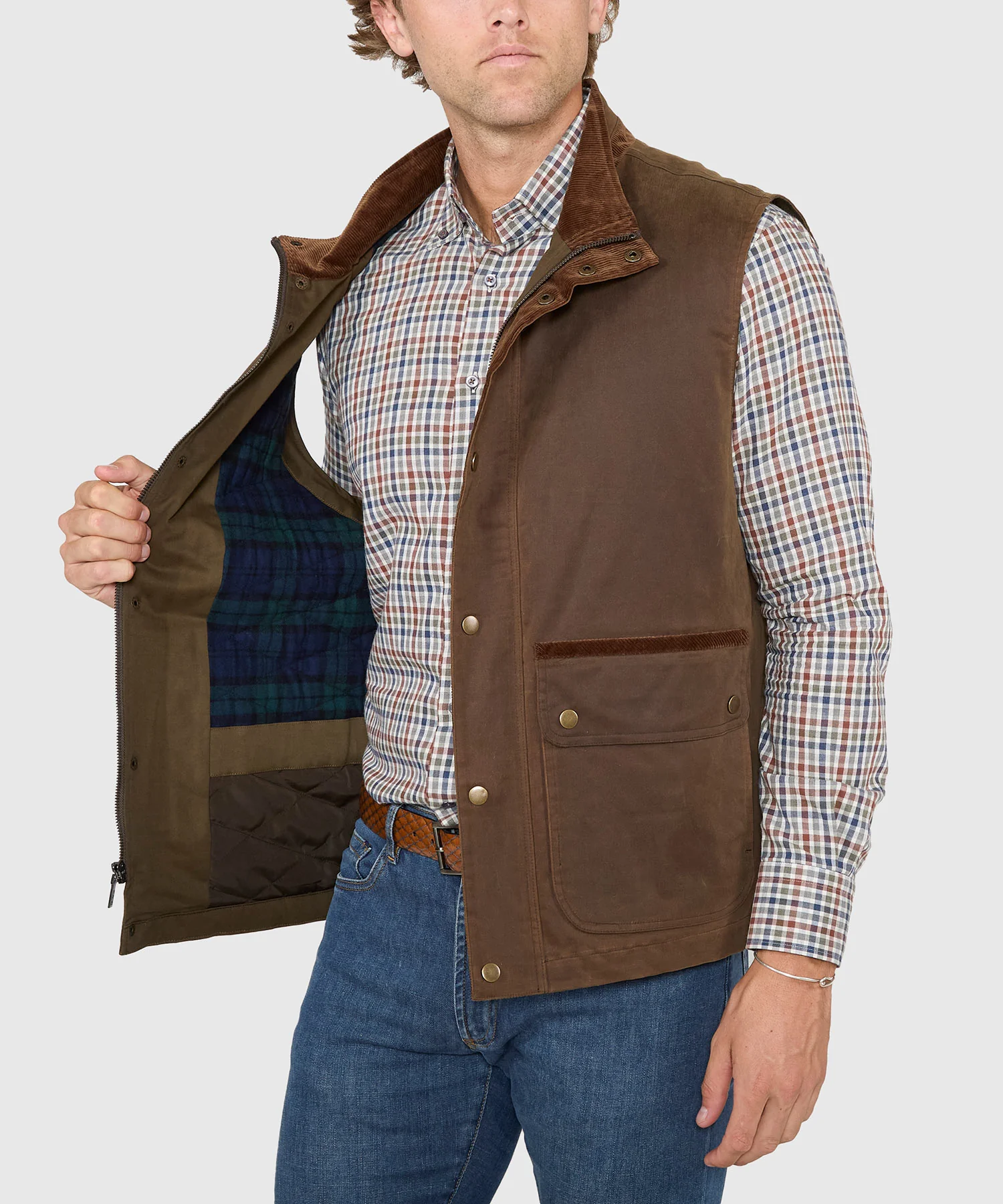 Westport Black Hudson Waxed Cotton Vest - Image 7