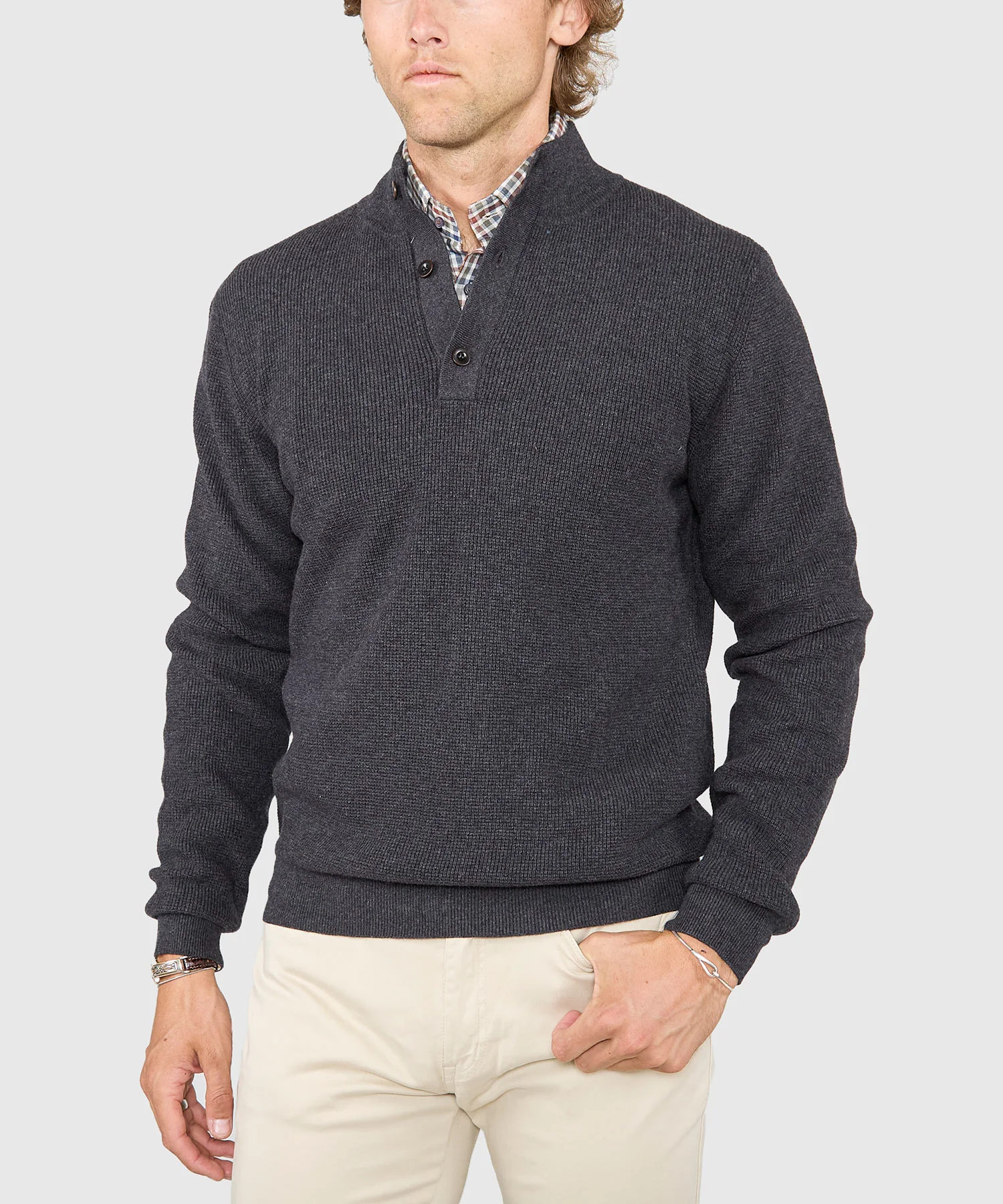 Westport Black Legacy Cotton Cashmere Button Mock Sweater - Image 7