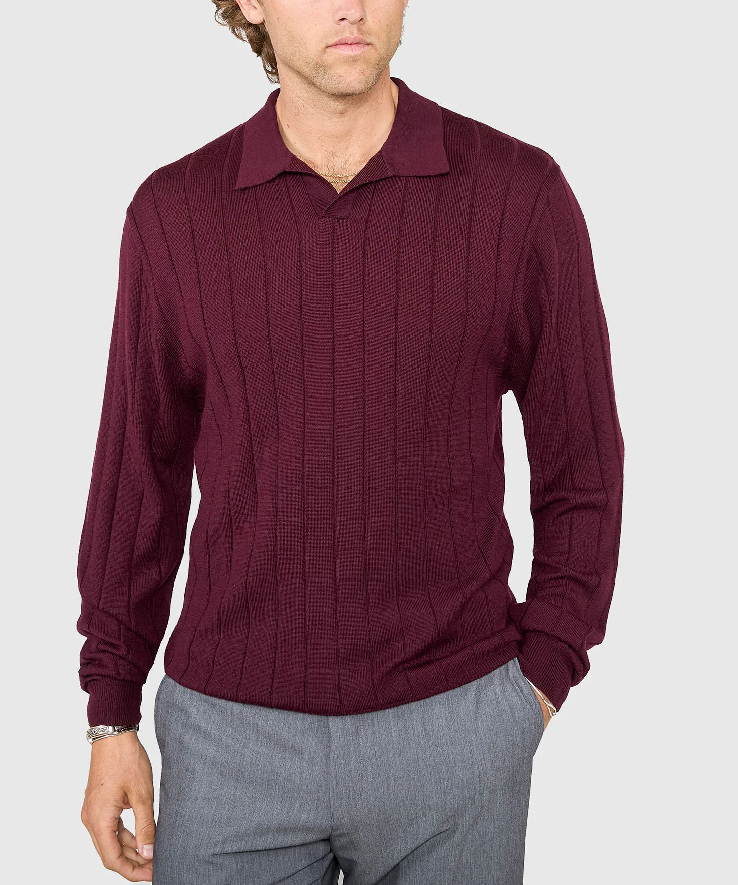Westport Black Long Sleeve Palermo Merino Johnny Collar Polo - Image 10