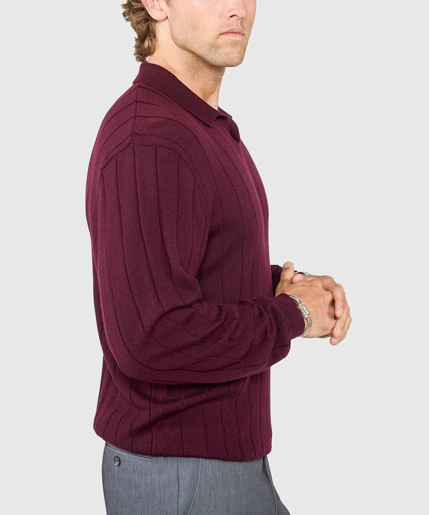 Westport Black Long Sleeve Palermo Merino Johnny Collar Polo - Image 12
