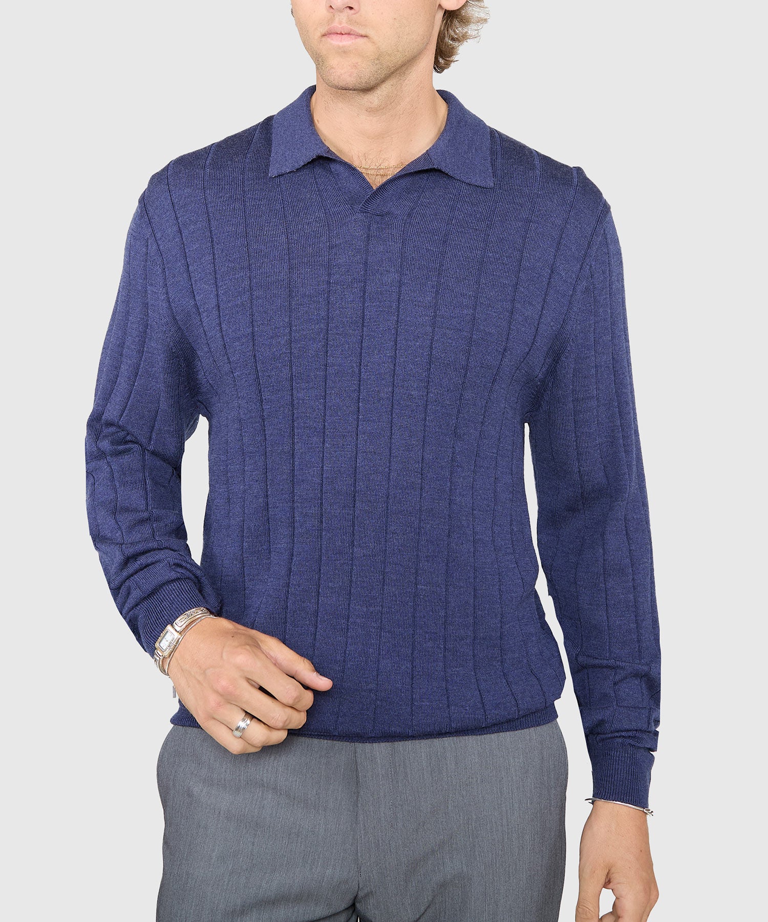 Westport Black Long Sleeve Palermo Merino Johnny Collar Polo - Image 15
