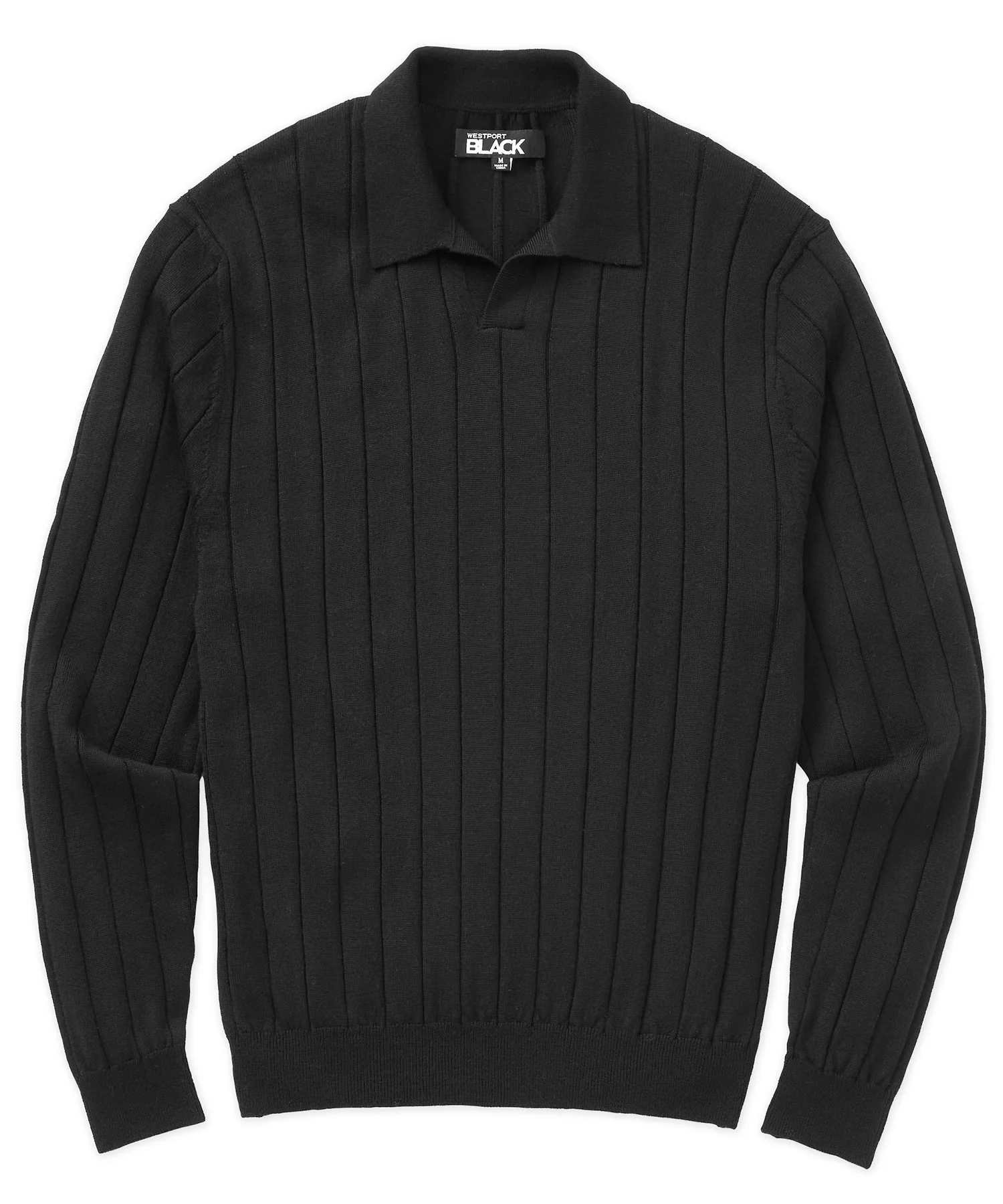 Westport Black Long Sleeve Palermo Merino Johnny Collar Polo - Image 4