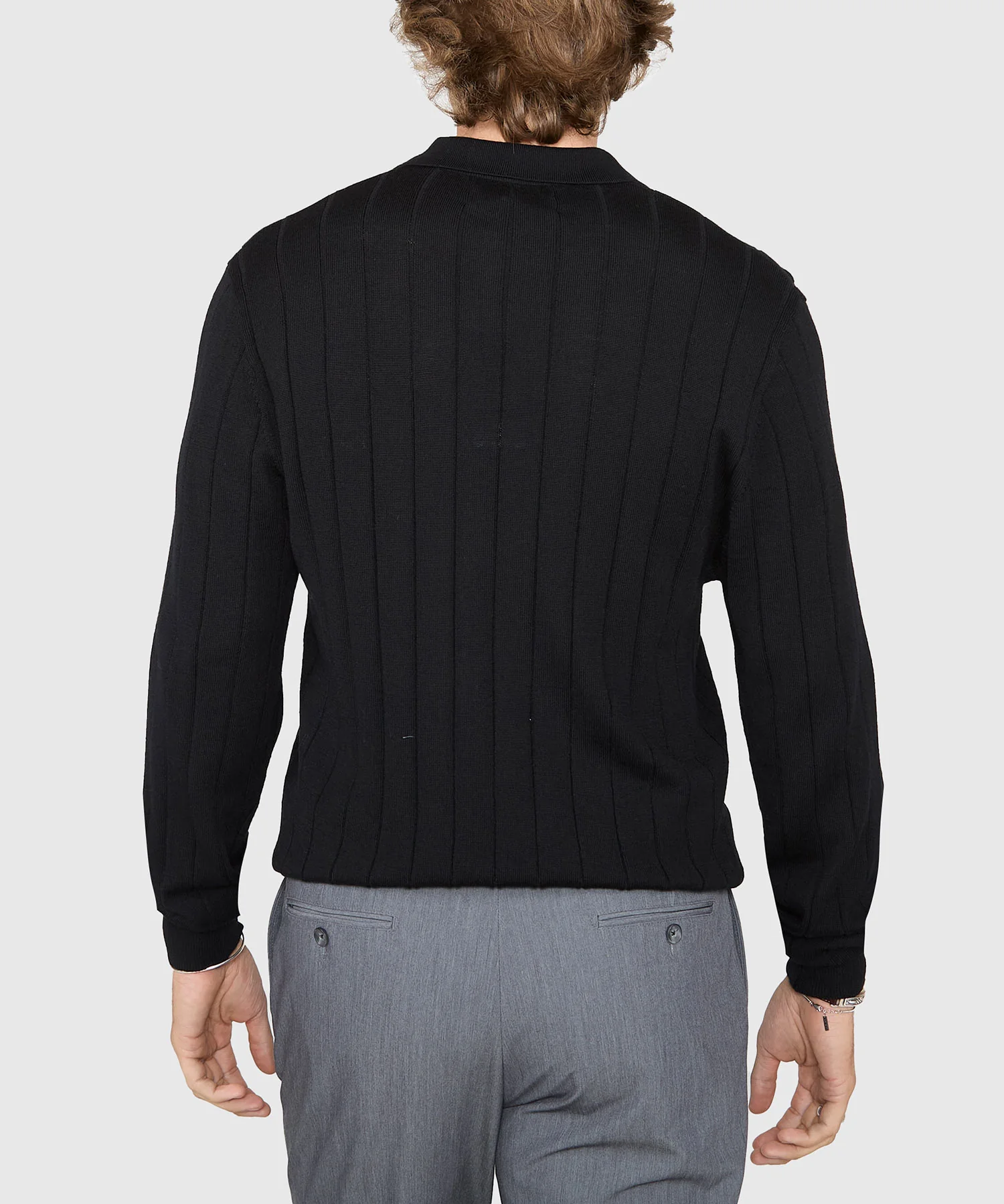 Westport Black Long Sleeve Palermo Merino Johnny Collar Polo - Image 6