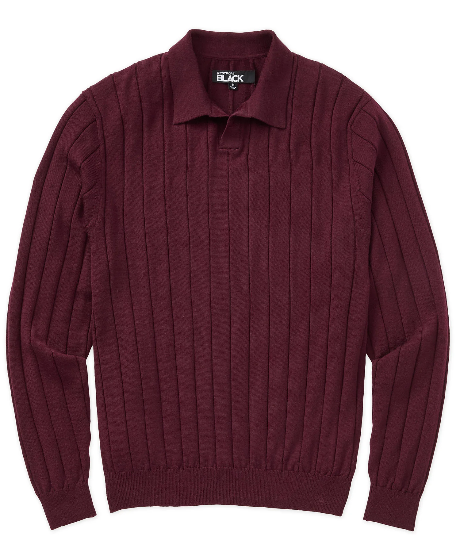 Westport Black Long Sleeve Palermo Merino Johnny Collar Polo - Image 9