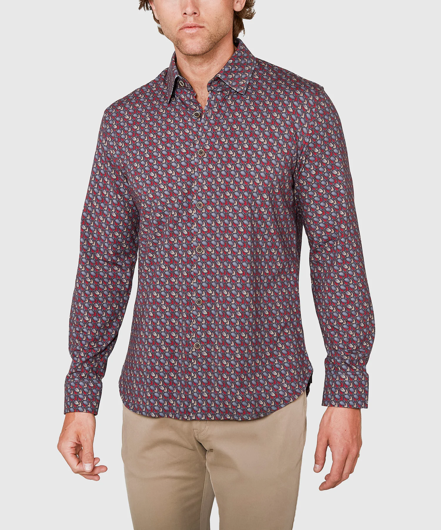 Westport Black Long Sleeve Hidden Button Down Collar Petal Print Knit Sport Shirt - Image 3