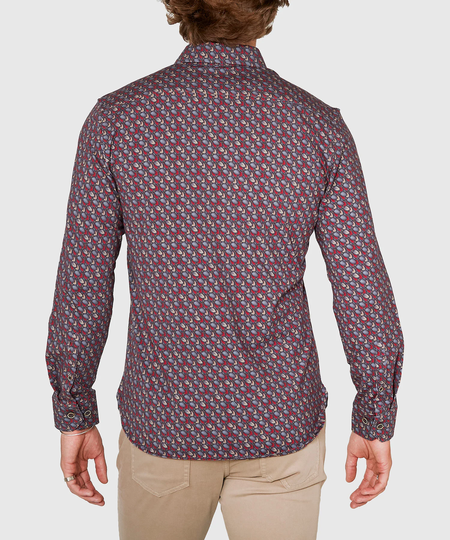 Westport Black Long Sleeve Hidden Button Down Collar Petal Print Knit Sport Shirt - Image 4