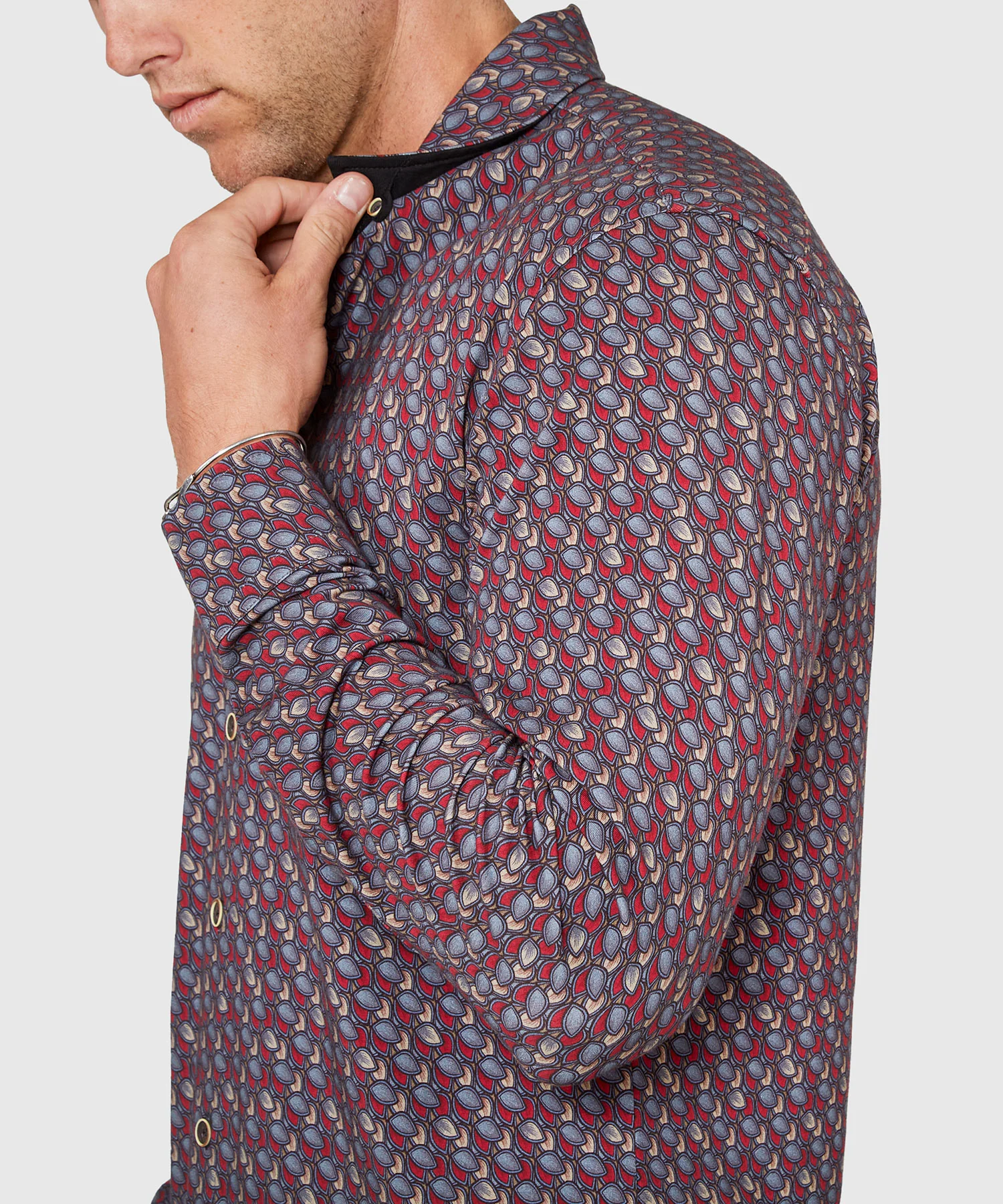 Westport Black Long Sleeve Hidden Button Down Collar Petal Print Knit Sport Shirt - Image 5