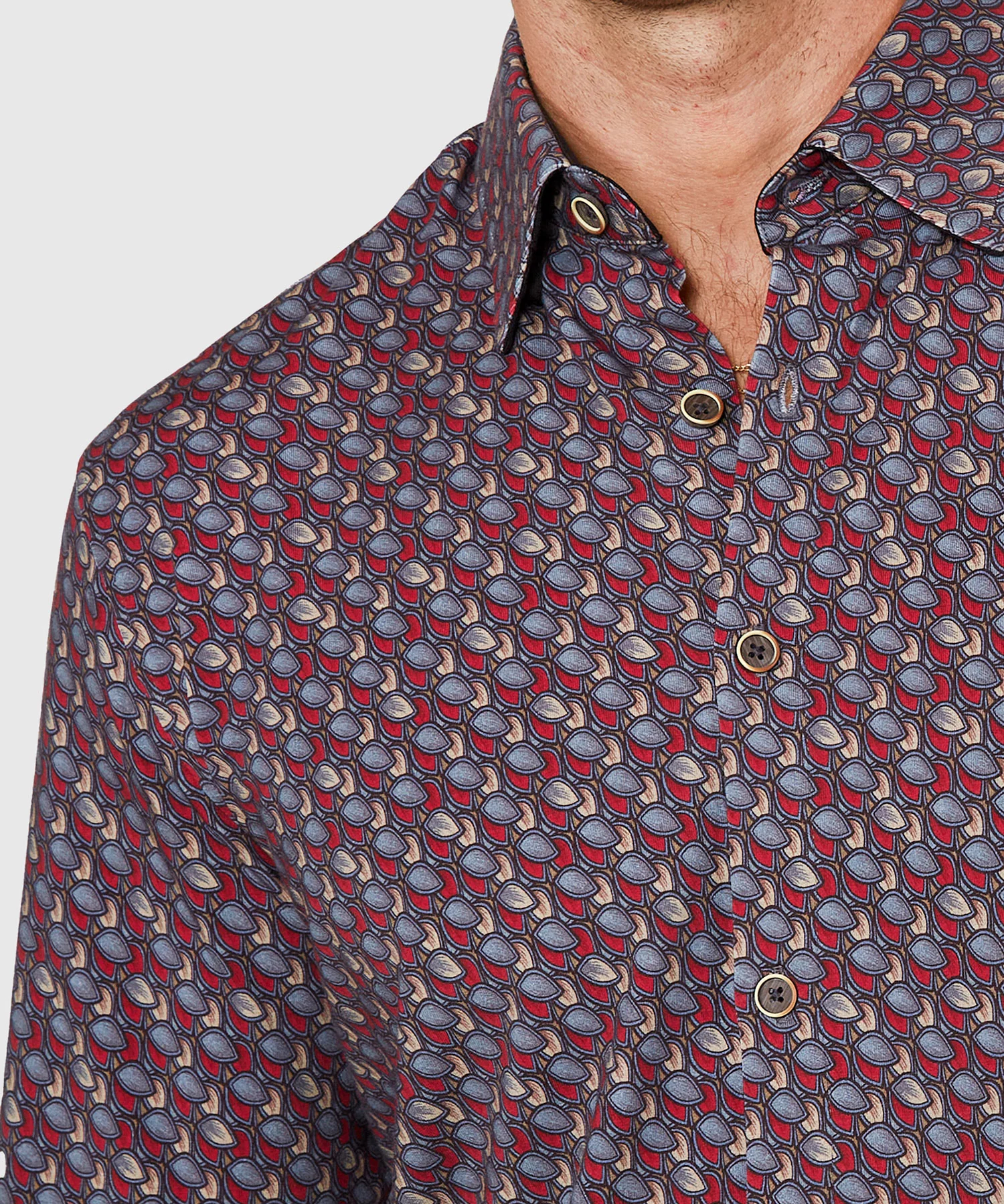 Westport Black Long Sleeve Hidden Button Down Collar Petal Print Knit Sport Shirt - Image 6