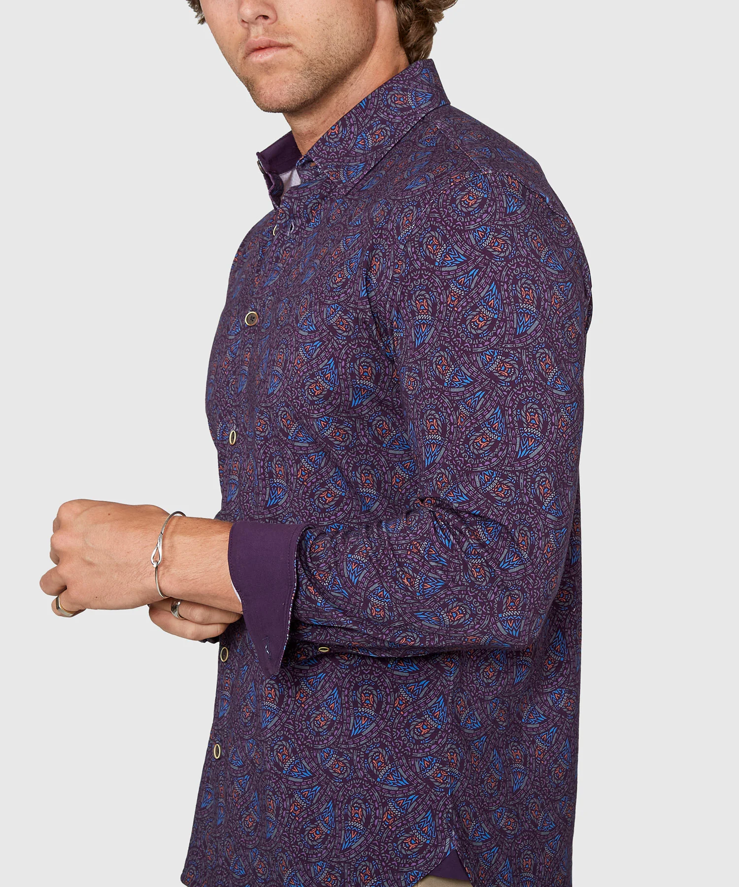 Westport Black Long Sleeve Hidden Button Down Collar Paisley Print Knit Sport Shirt - Image 2
