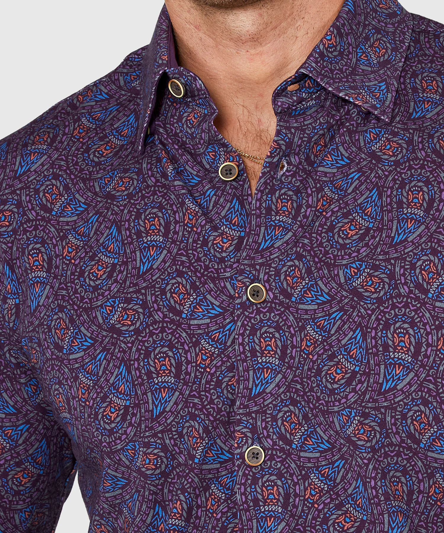 Westport Black Long Sleeve Hidden Button Down Collar Paisley Print Knit Sport Shirt - Image 3
