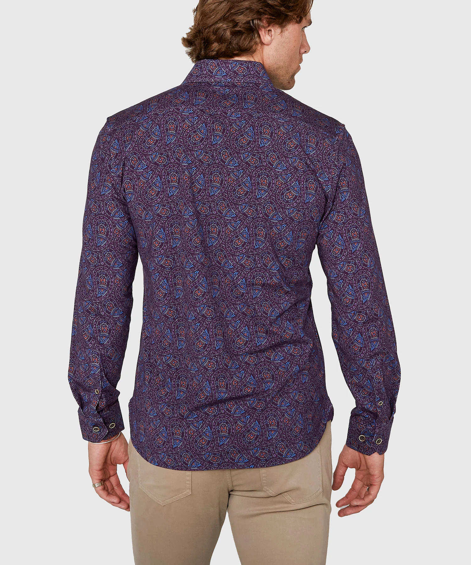 Westport Black Long Sleeve Hidden Button Down Collar Paisley Print Knit Sport Shirt - Image 4