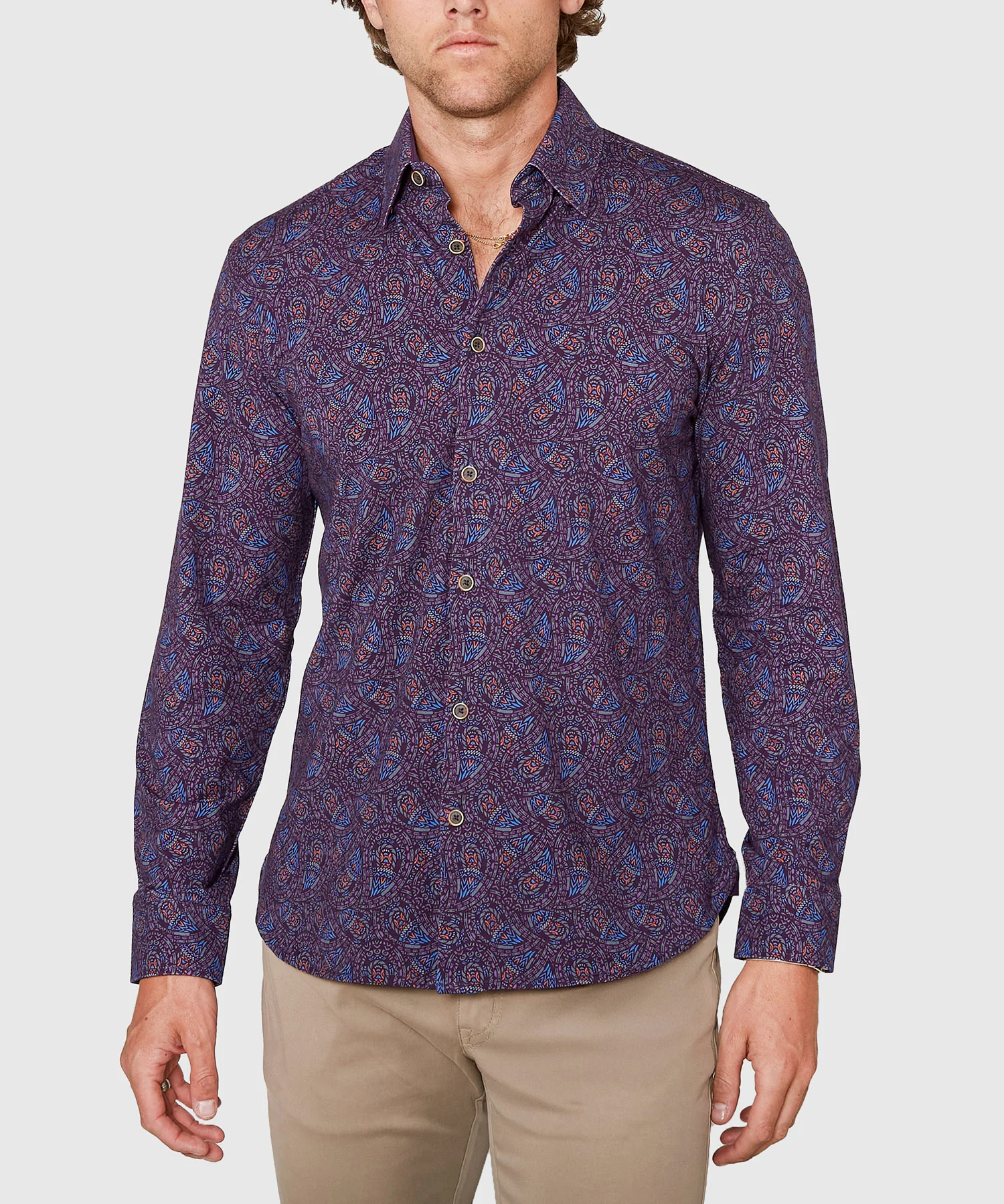 Westport Black Long Sleeve Hidden Button Down Collar Paisley Print Knit Sport Shirt - Image 5