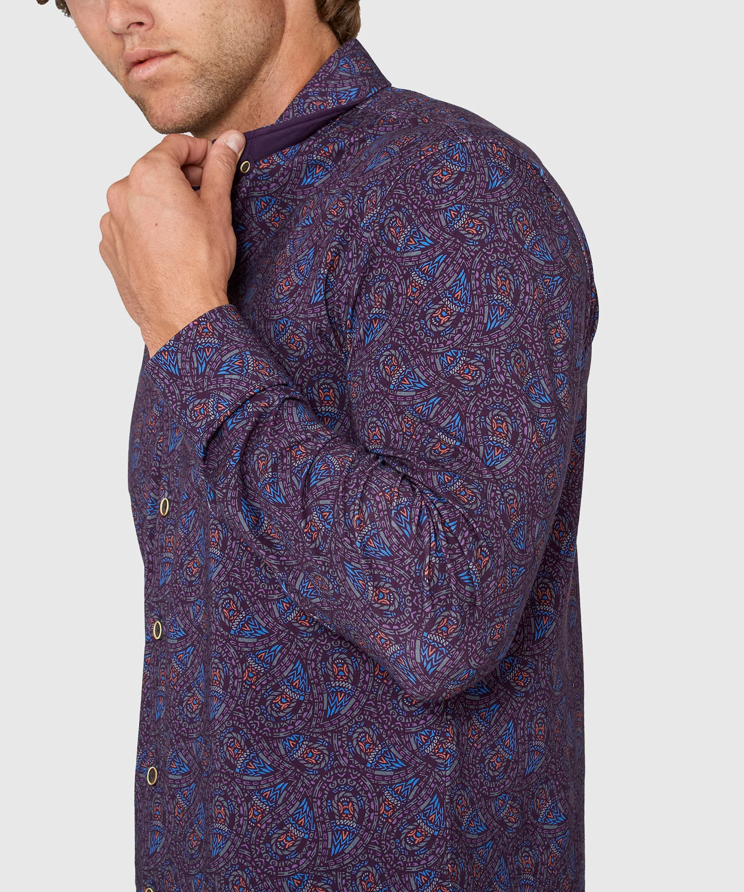 Westport Black Long Sleeve Hidden Button Down Collar Paisley Print Knit Sport Shirt - Image 6