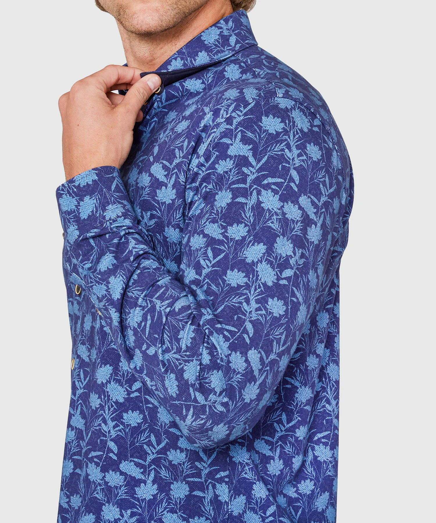 Westport Black Long Sleeve Hidden Button Down Aster Print Knit Sport Shirt - Image 4