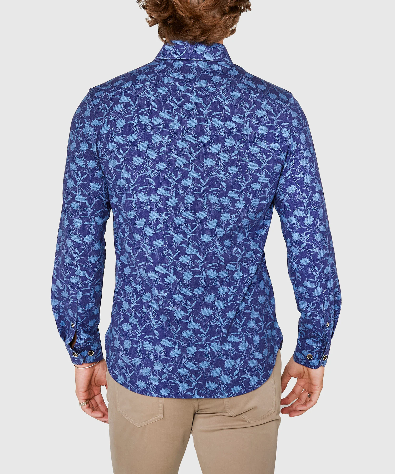 Westport Black Long Sleeve Hidden Button Down Aster Print Knit Sport Shirt - Image 5