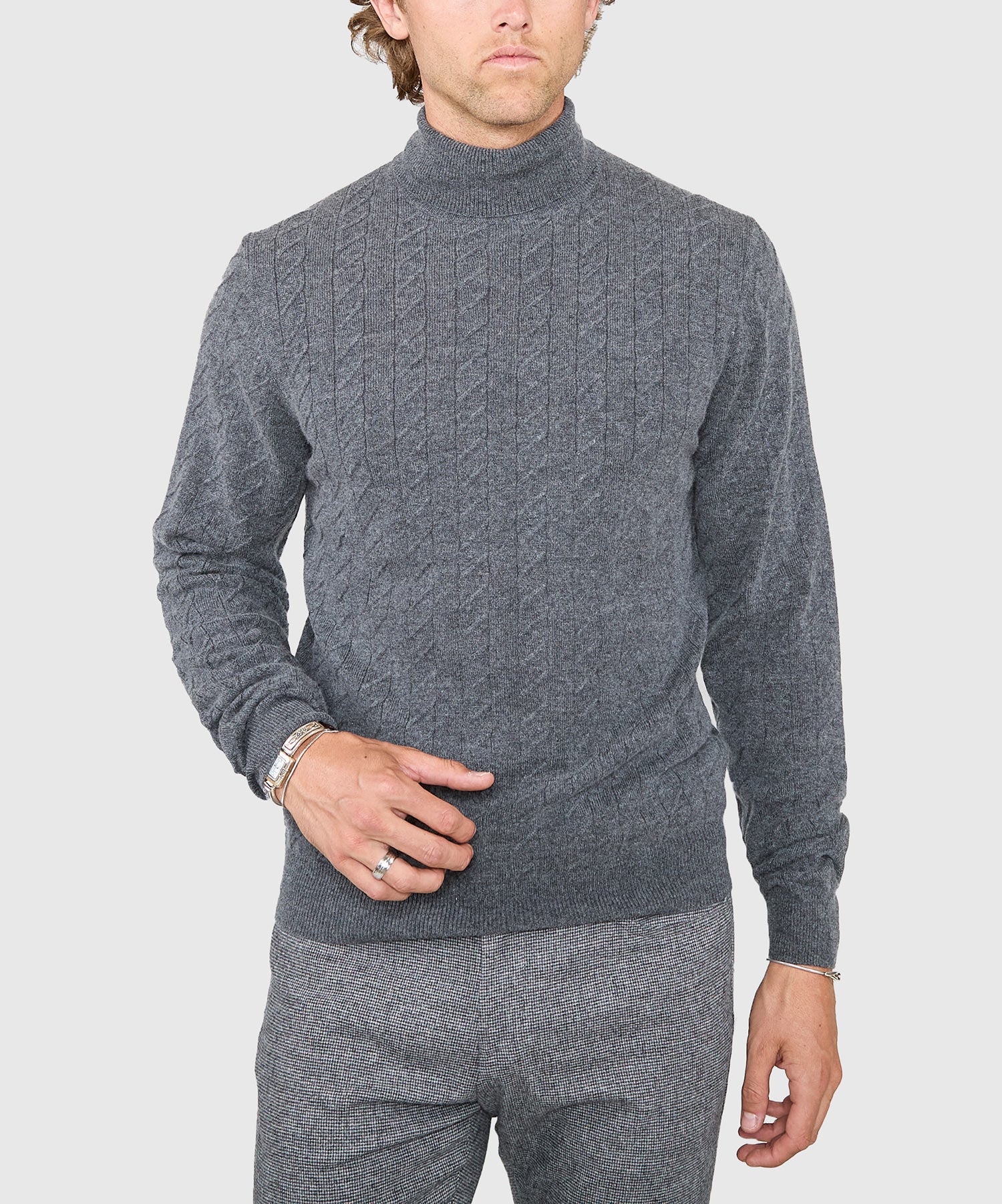 Westport Black Long Sleeve Alpine Cable Turtleneck Sweater - Image 3
