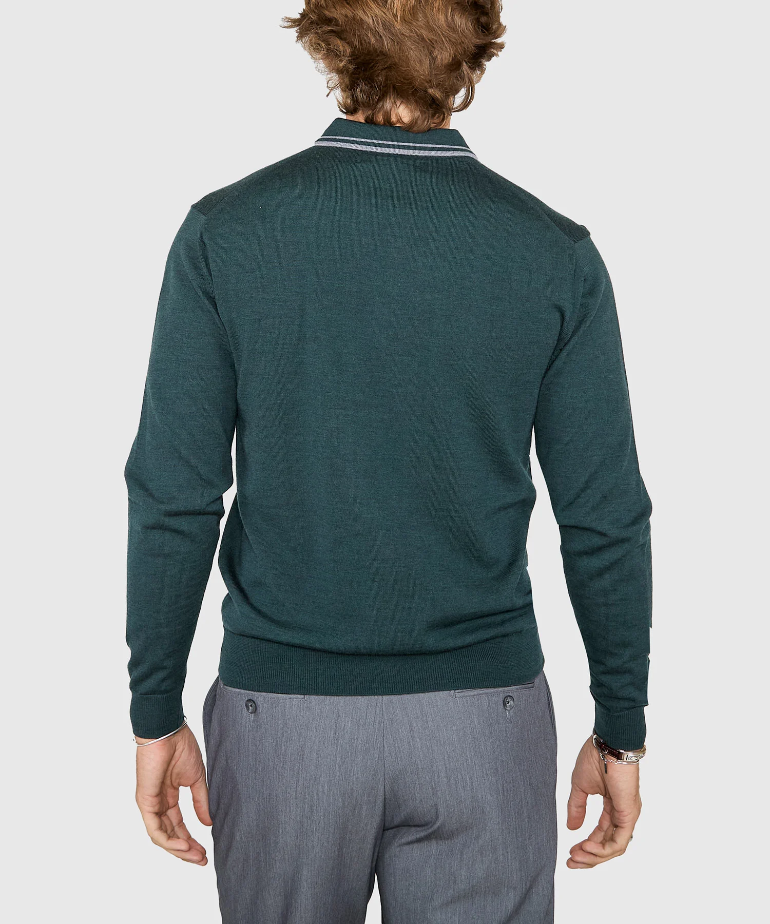 Westport Black Long Sleeve Retro Tipped Merino Polo - Image 11