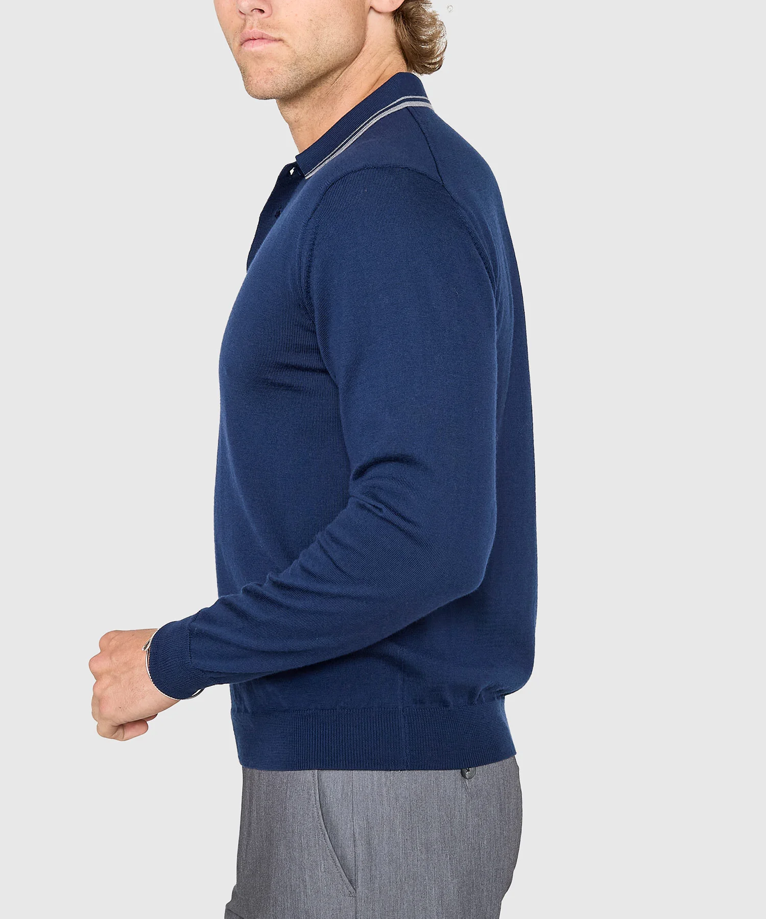 Westport Black Long Sleeve Retro Tipped Merino Polo - Image 16