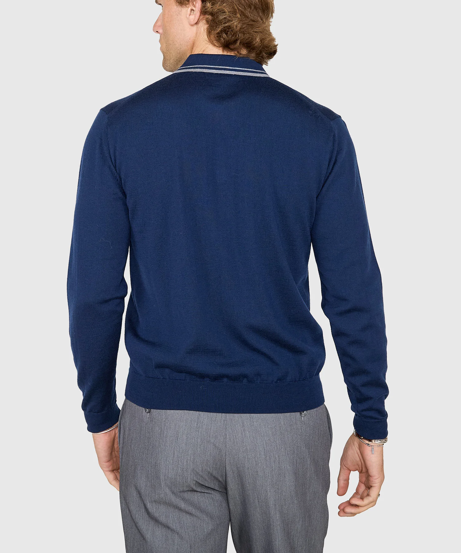 Westport Black Long Sleeve Retro Tipped Merino Polo - Image 17