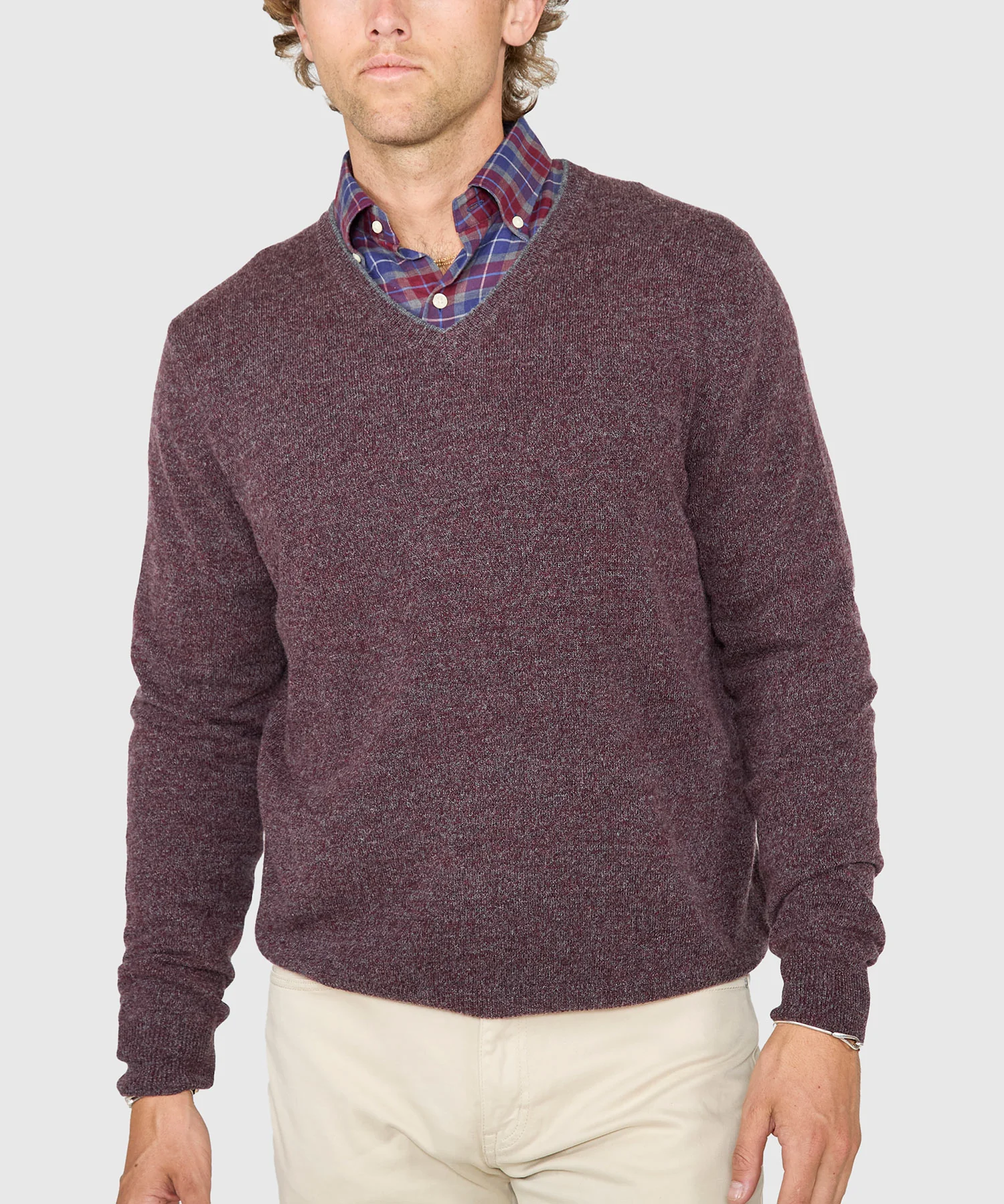 Westport Black Carmichael Cashmere Blend Mouline V-Neck Sweater - Image 10