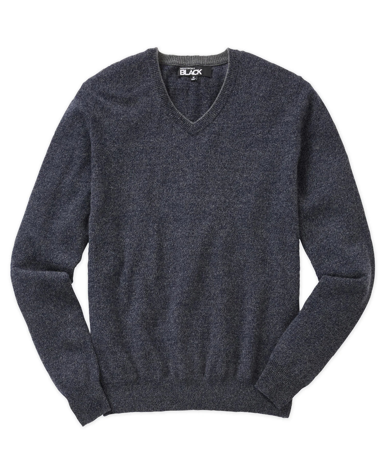 Westport Black Carmichael Cashmere Blend Mouline V-Neck Sweater - Image 12