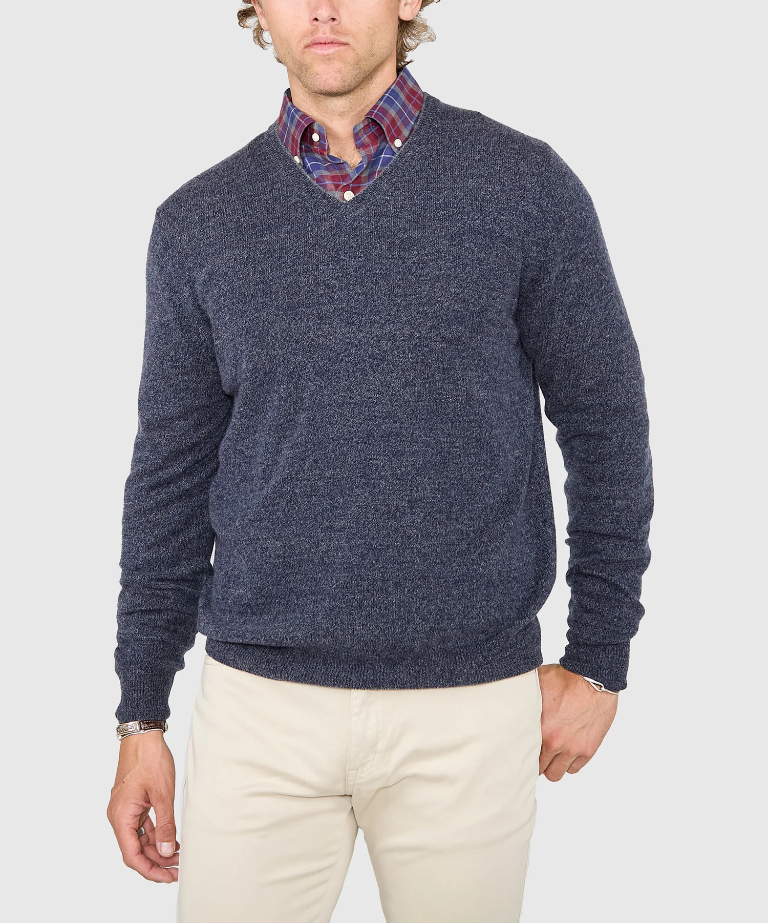 Westport Black Carmichael Cashmere Blend Mouline V-Neck Sweater - Image 13