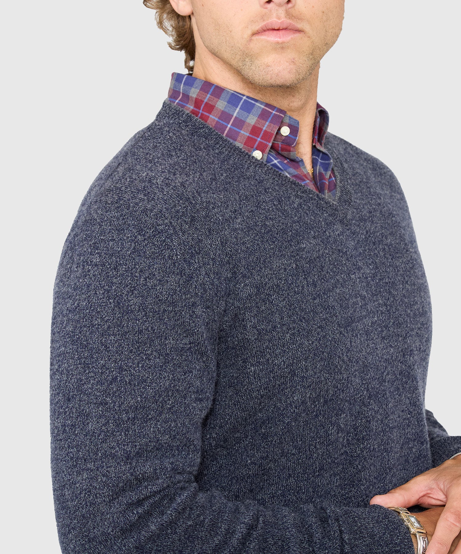 Westport Black Carmichael Cashmere Blend Mouline V-Neck Sweater - Image 15